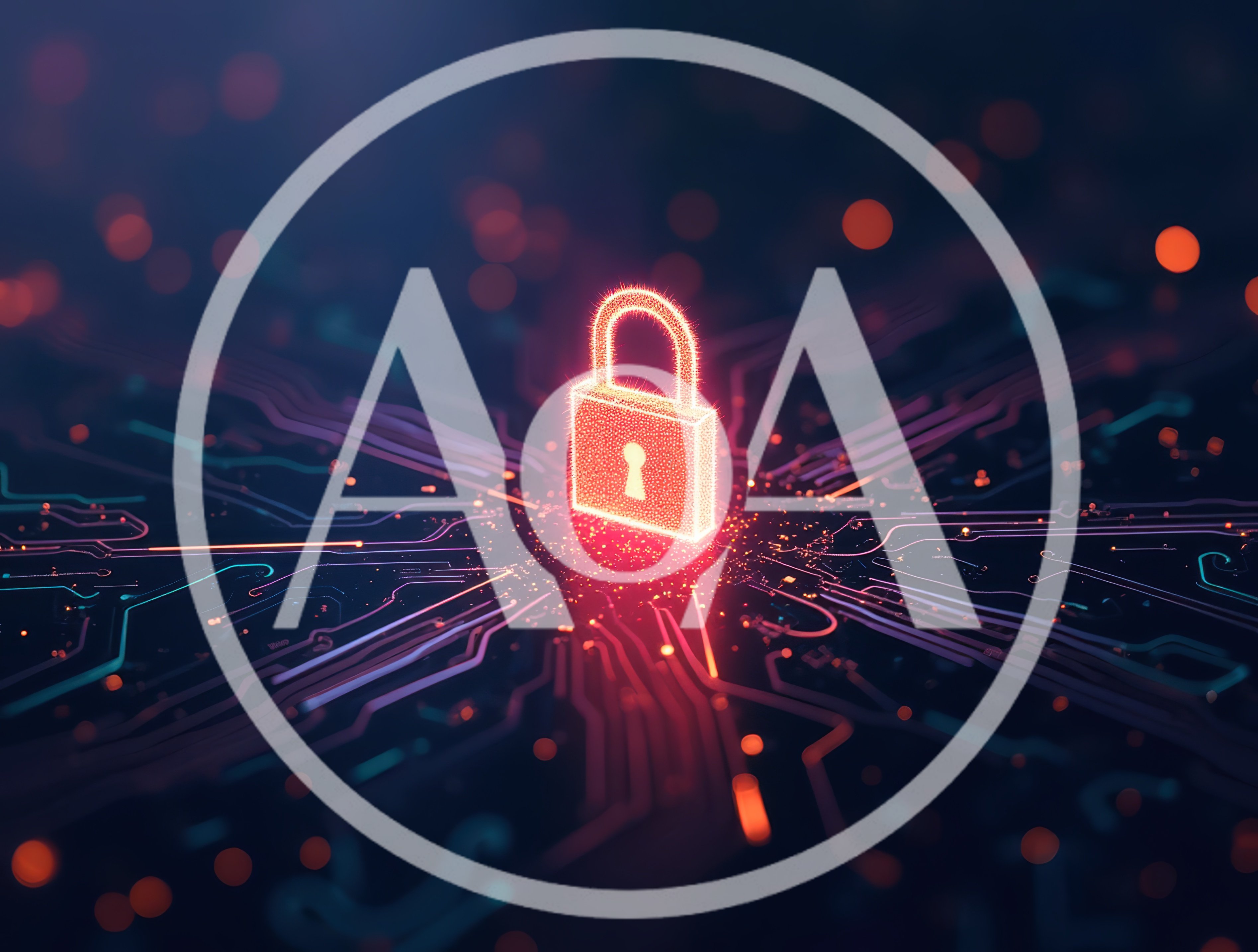 Glowing Digital Padlock On Circuit Board Background