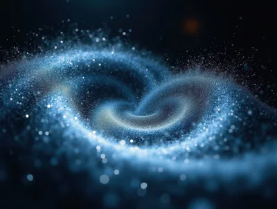 Abstract Blue Particle Swirl Motion Background