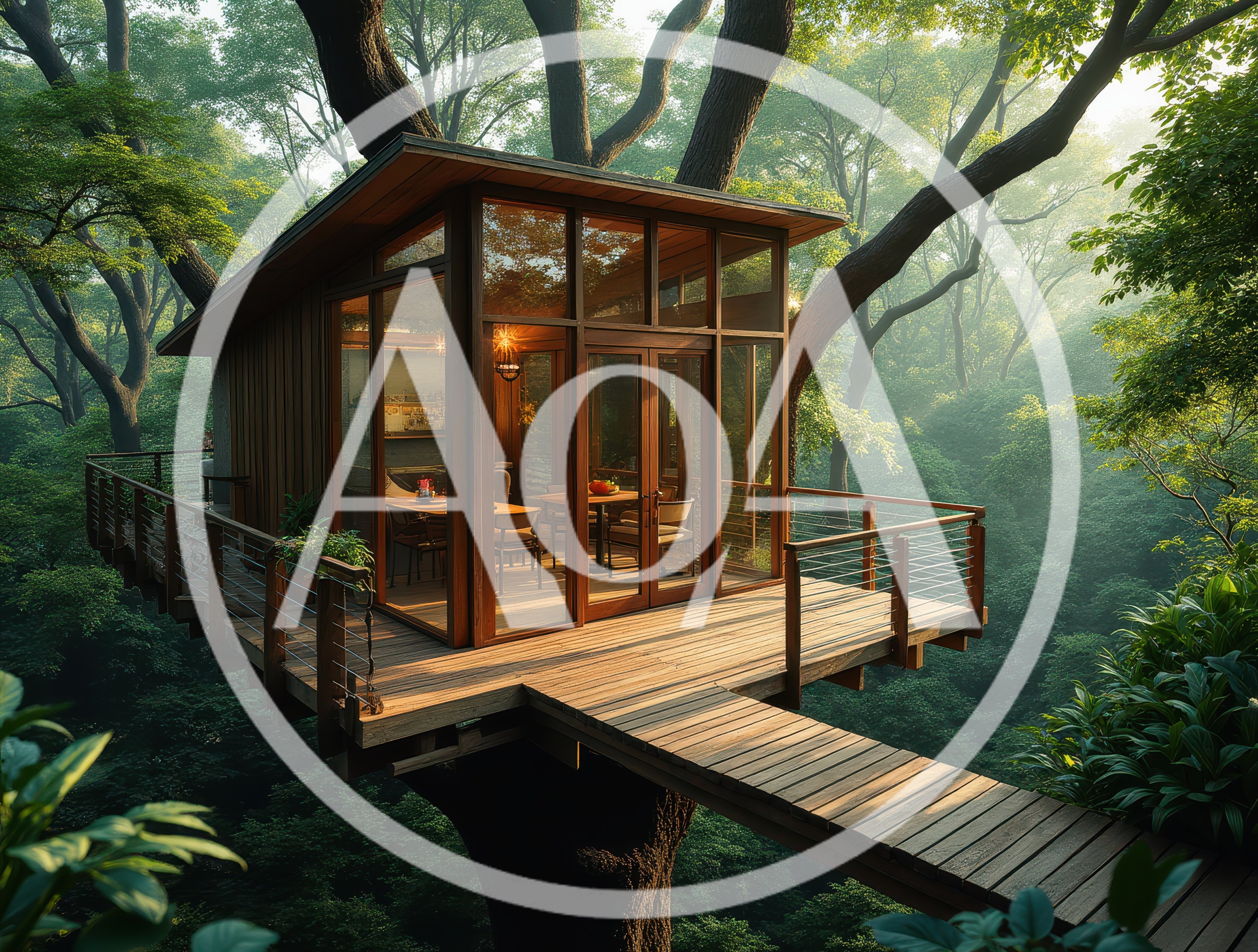 Modern Glass Treehouse Cabin In Lush Forest