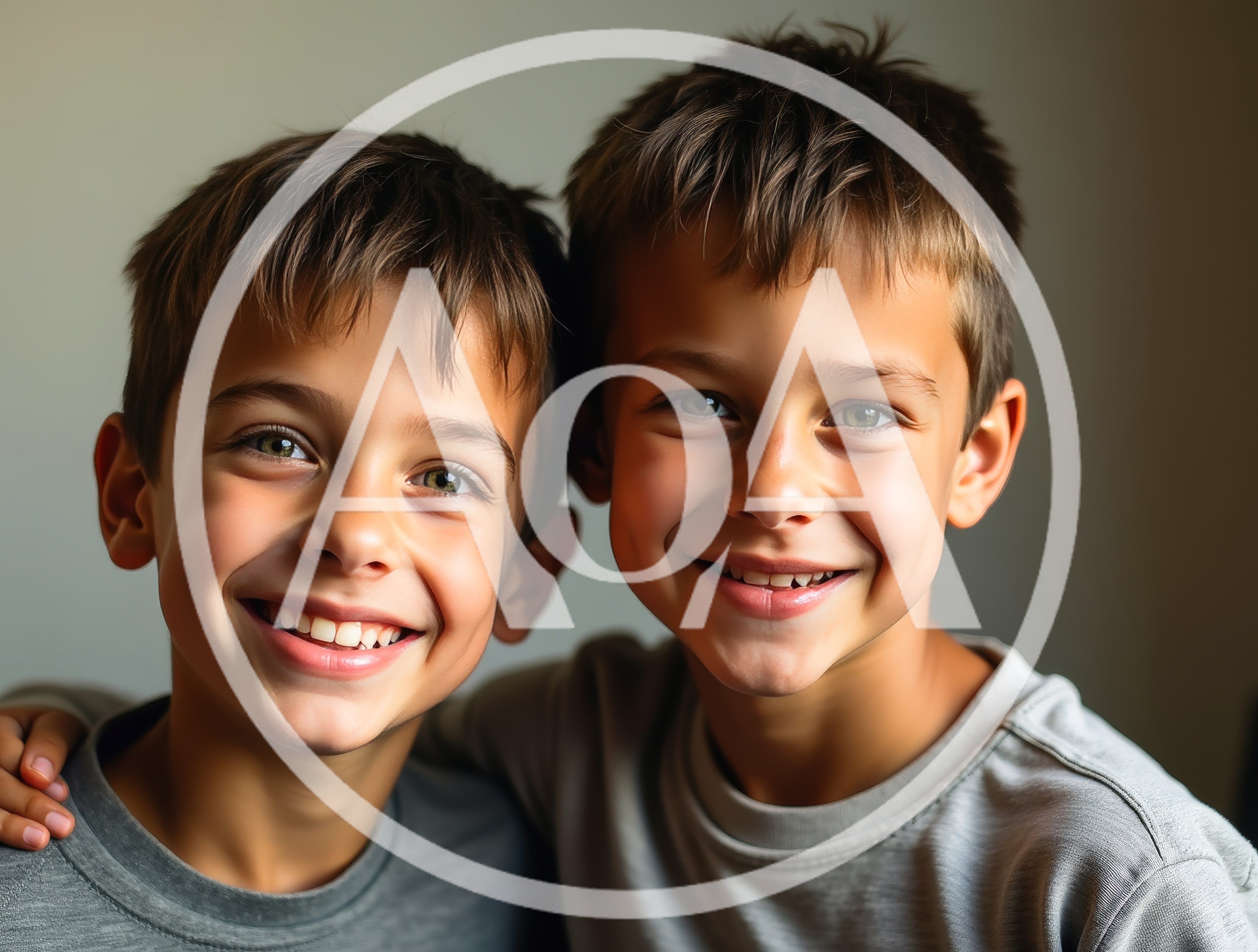 Portrait Of Two Young Brothers Smiling Together