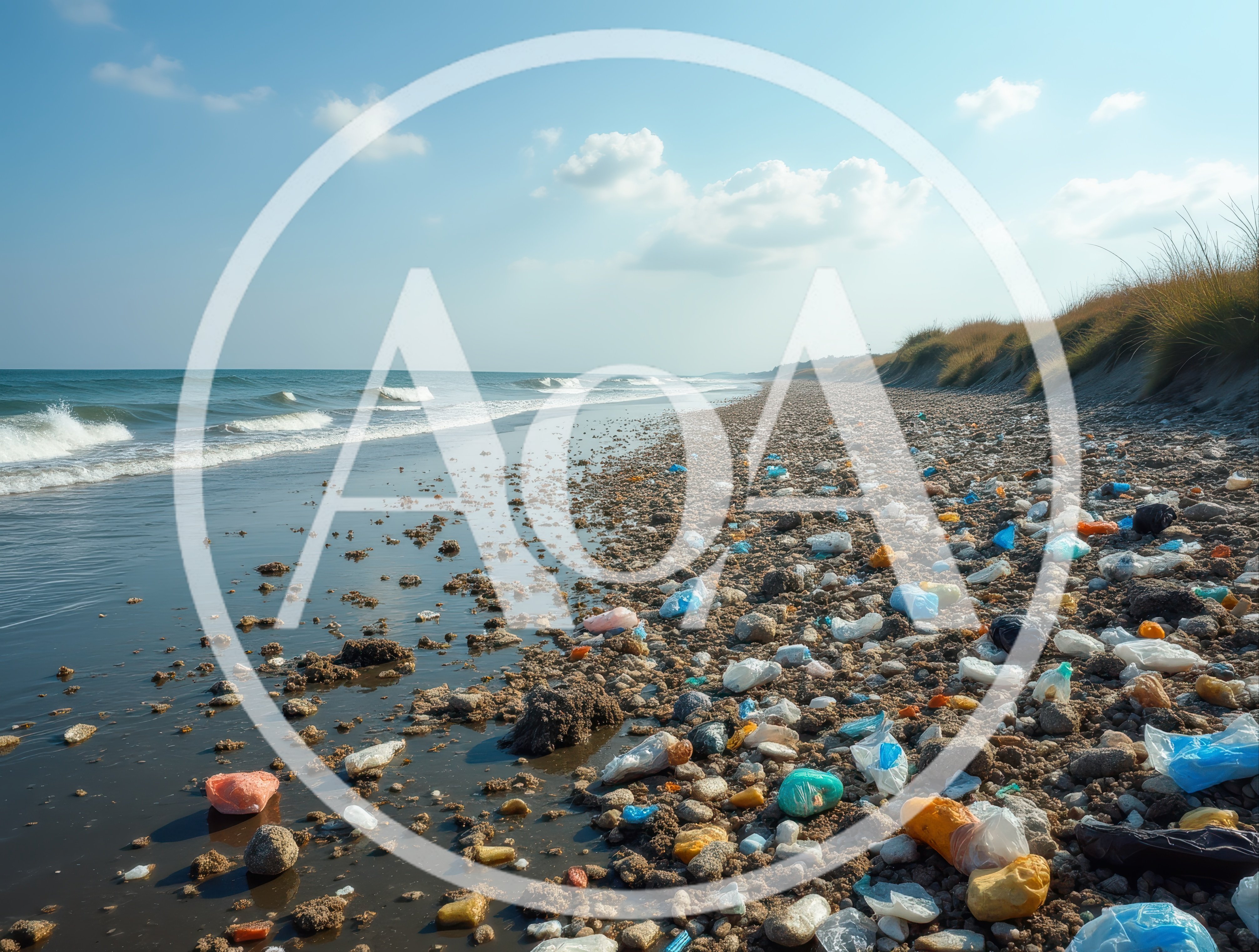 Plastic Pollution Littering A Rocky Coastal Beach