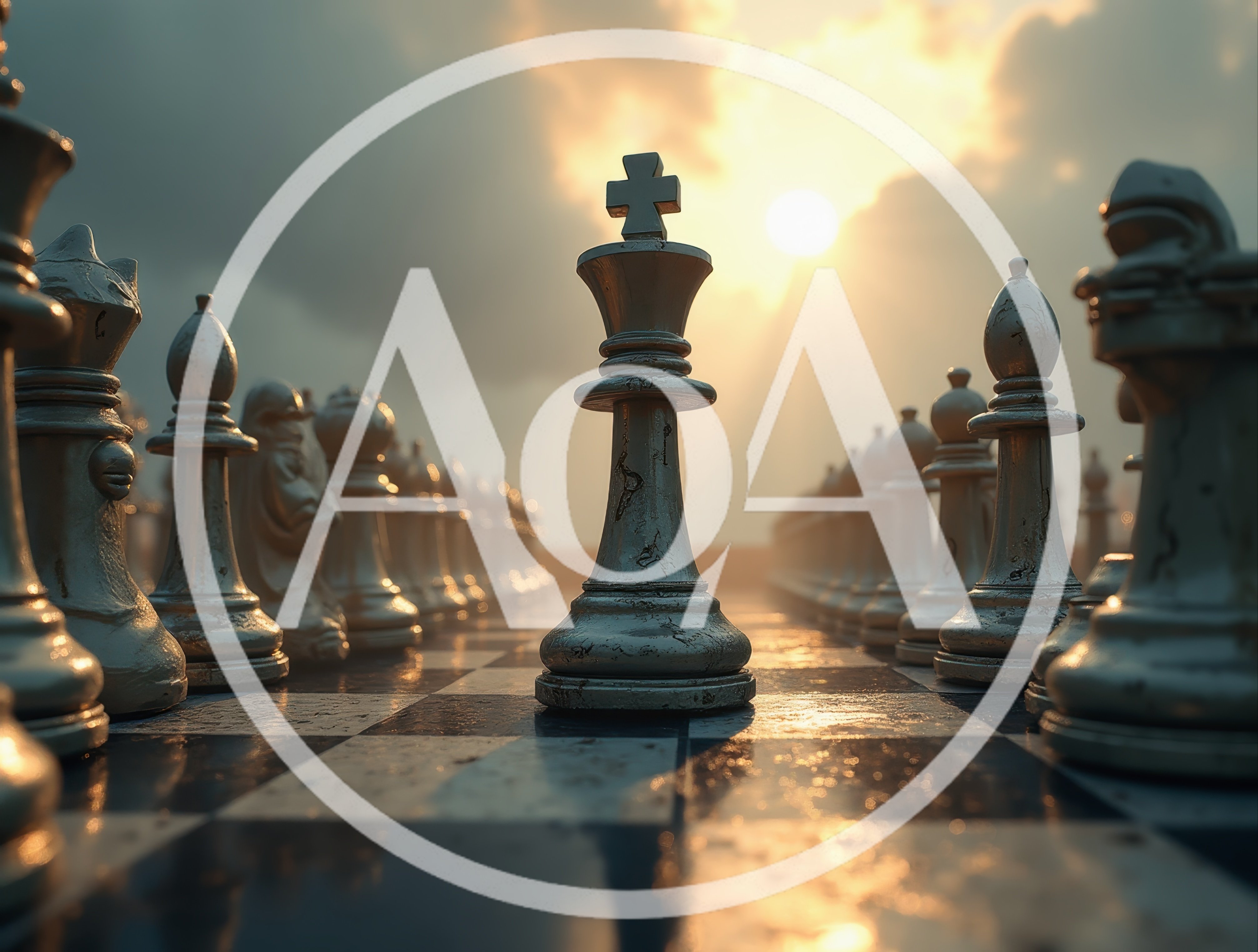 Silver Chess King Standing On A Checkered Board