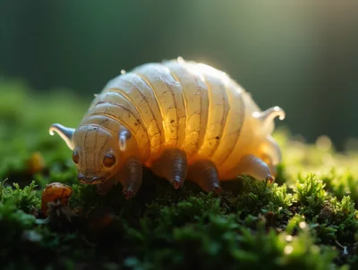 Macro Shot Of A Translucent Isopod On Moss
