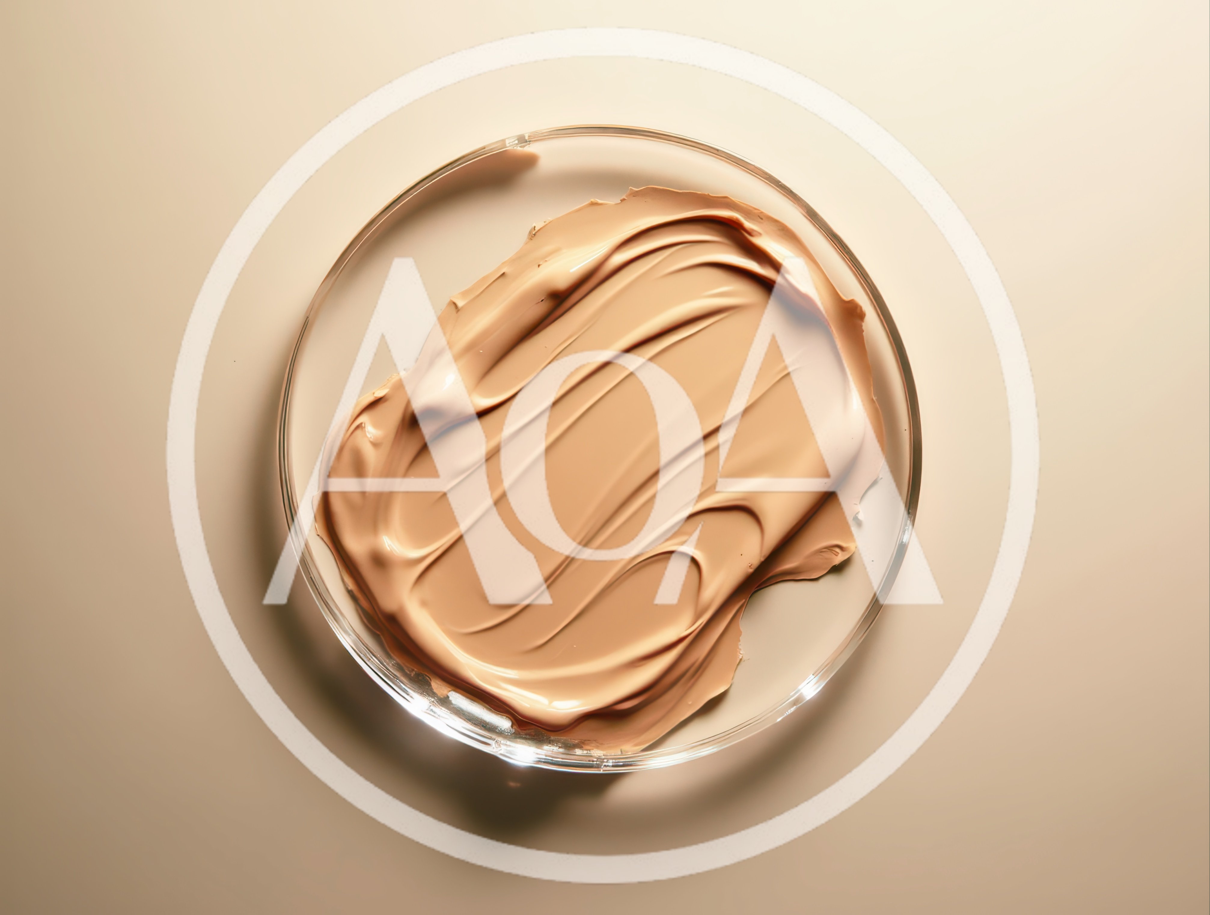 Beige Liquid Foundation Swatch In A Glass Petri Dish