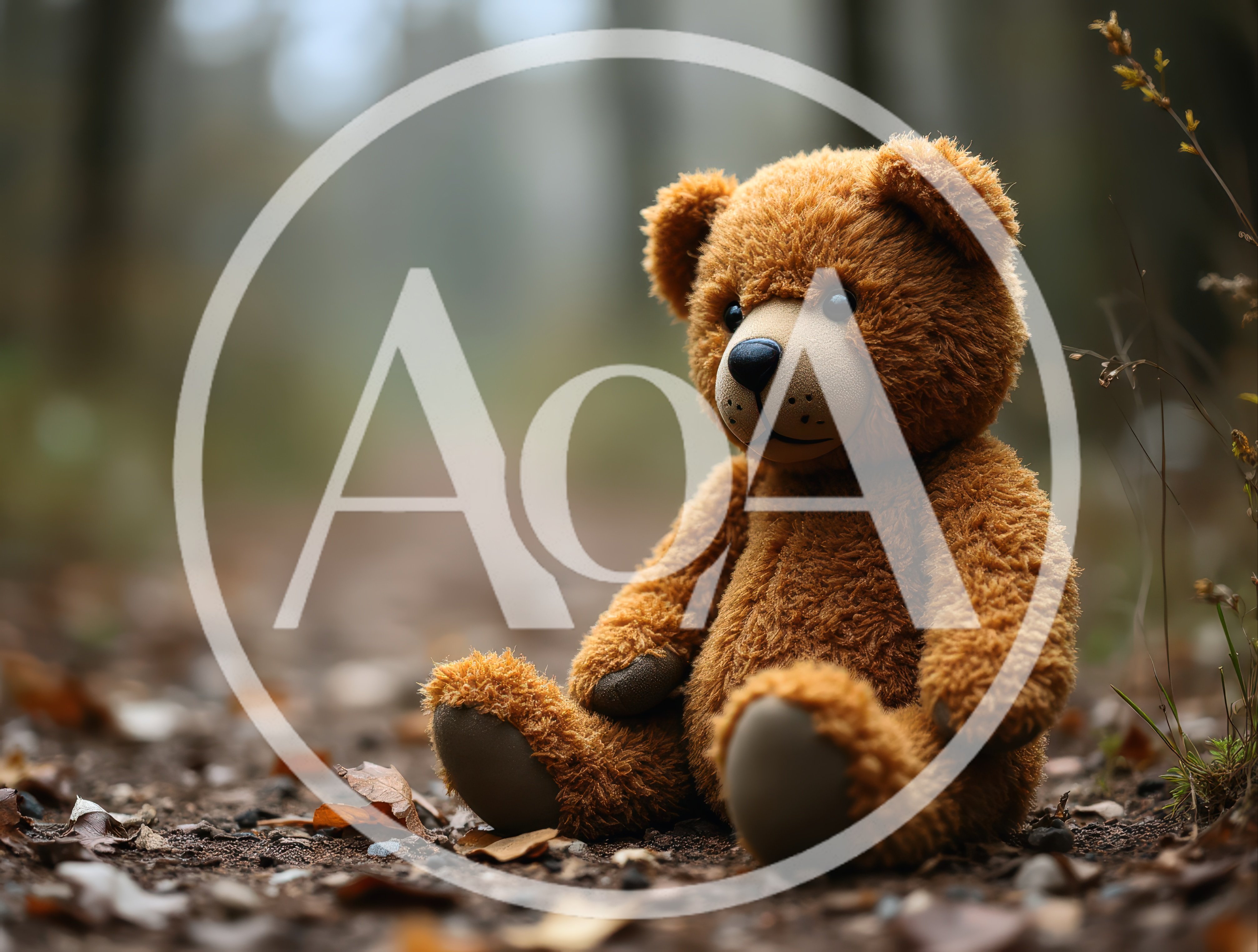 Brown Teddy Bear Sitting On A Forest Path