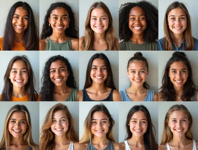 Collage Of Diverse Young Women Smiling At Camera