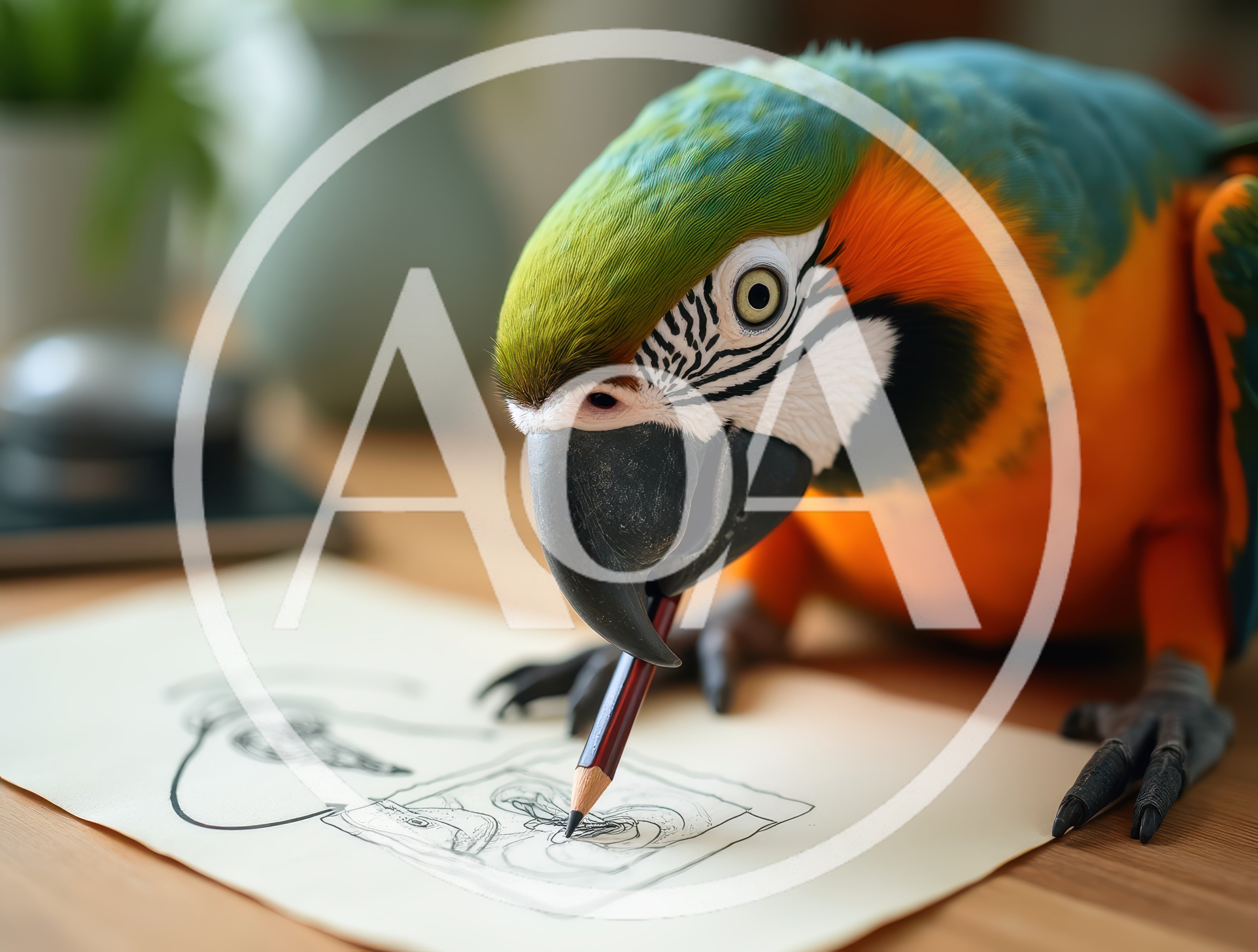 Macaw Parrot Drawing With A Pencil On Paper