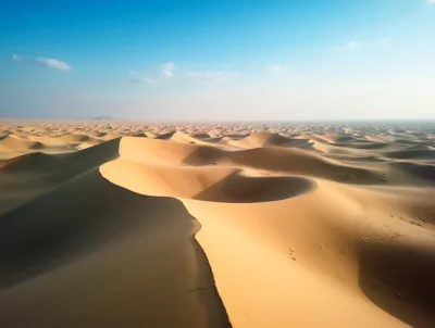 Aerial View Of Vast Desert Sand Dunes