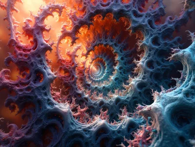 Abstract Fractal Spiral With Glowing Nebula Colors