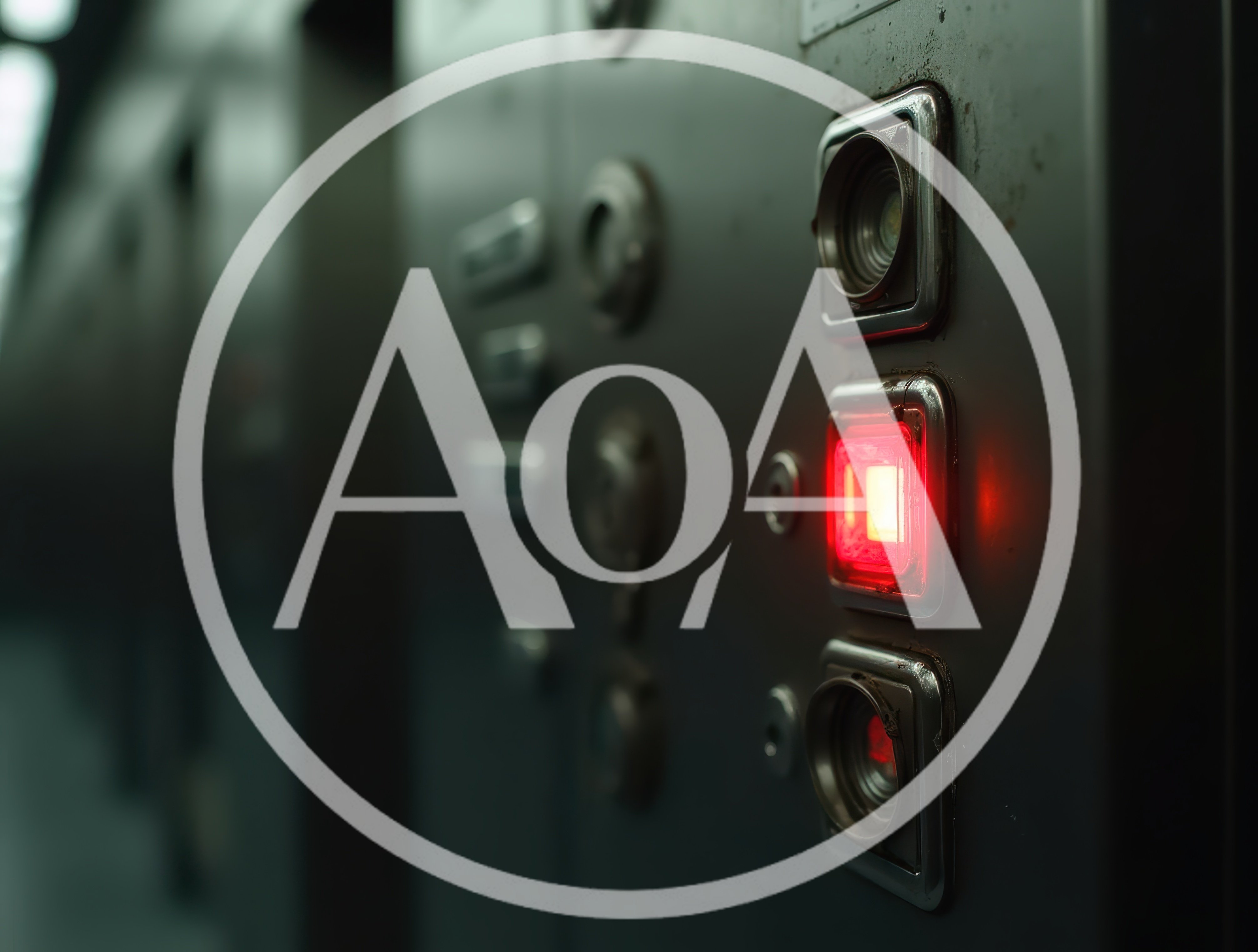 Illuminated Red Emergency Button On Industrial Control Panel