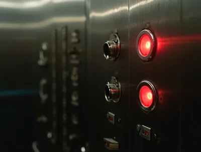 Illuminated Red Elevator Control Panel Buttons