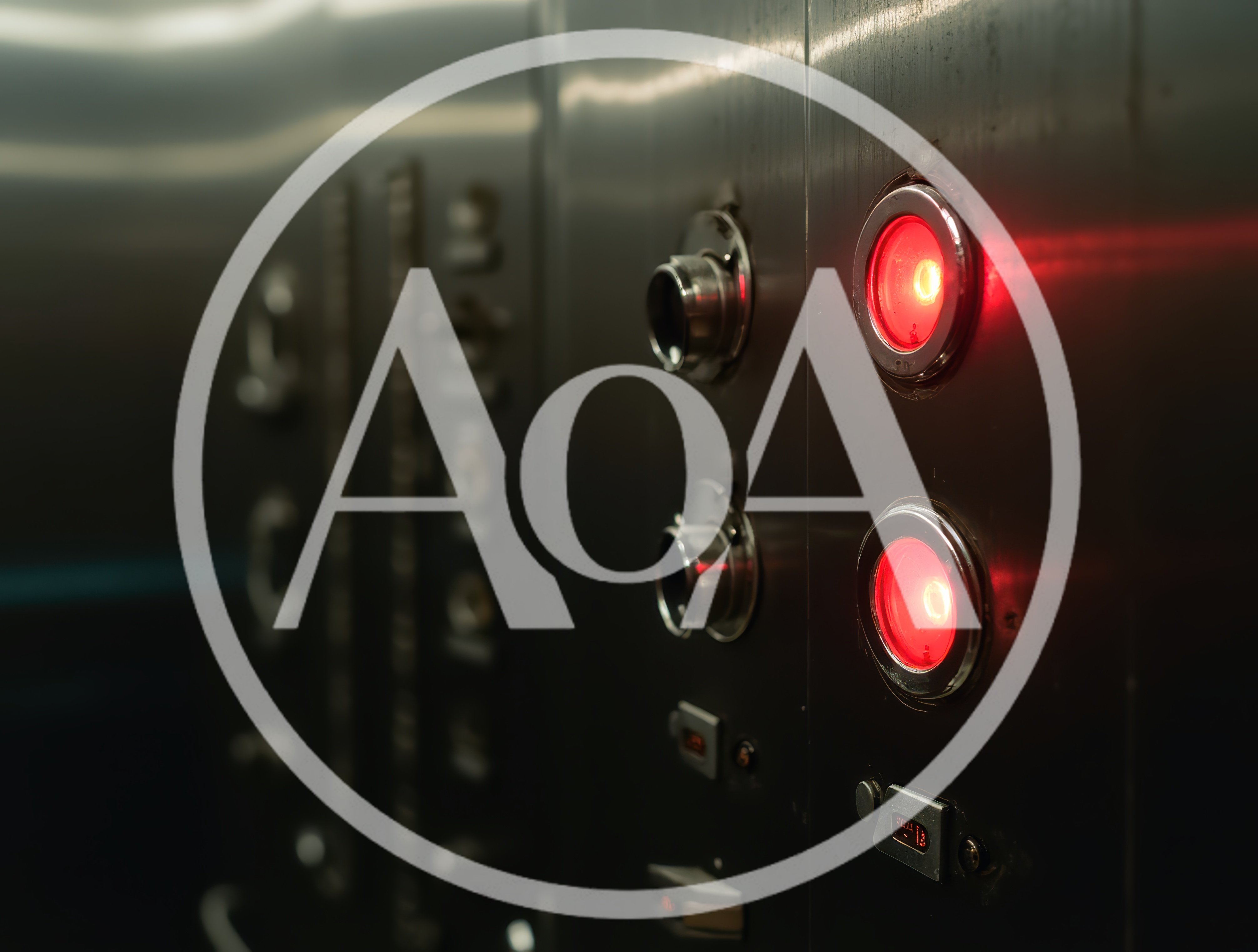 Illuminated Red Elevator Control Panel Buttons