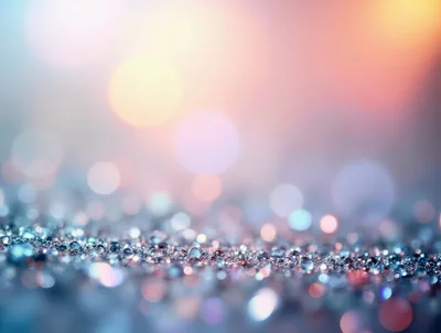 Abstract Background of Sparkling Water Droplets and Bokeh