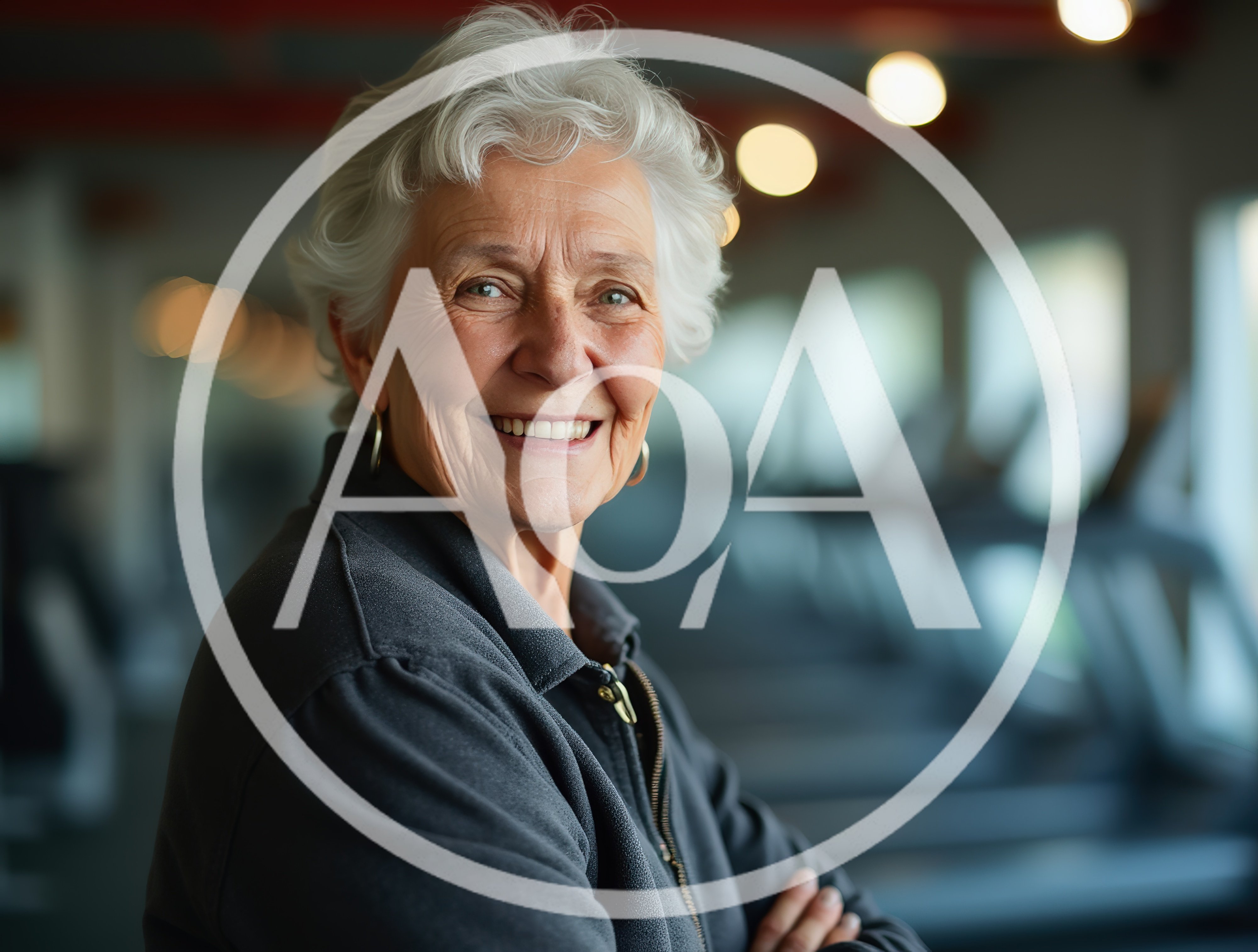 Smiling Senior Woman Standing In A Modern Gym