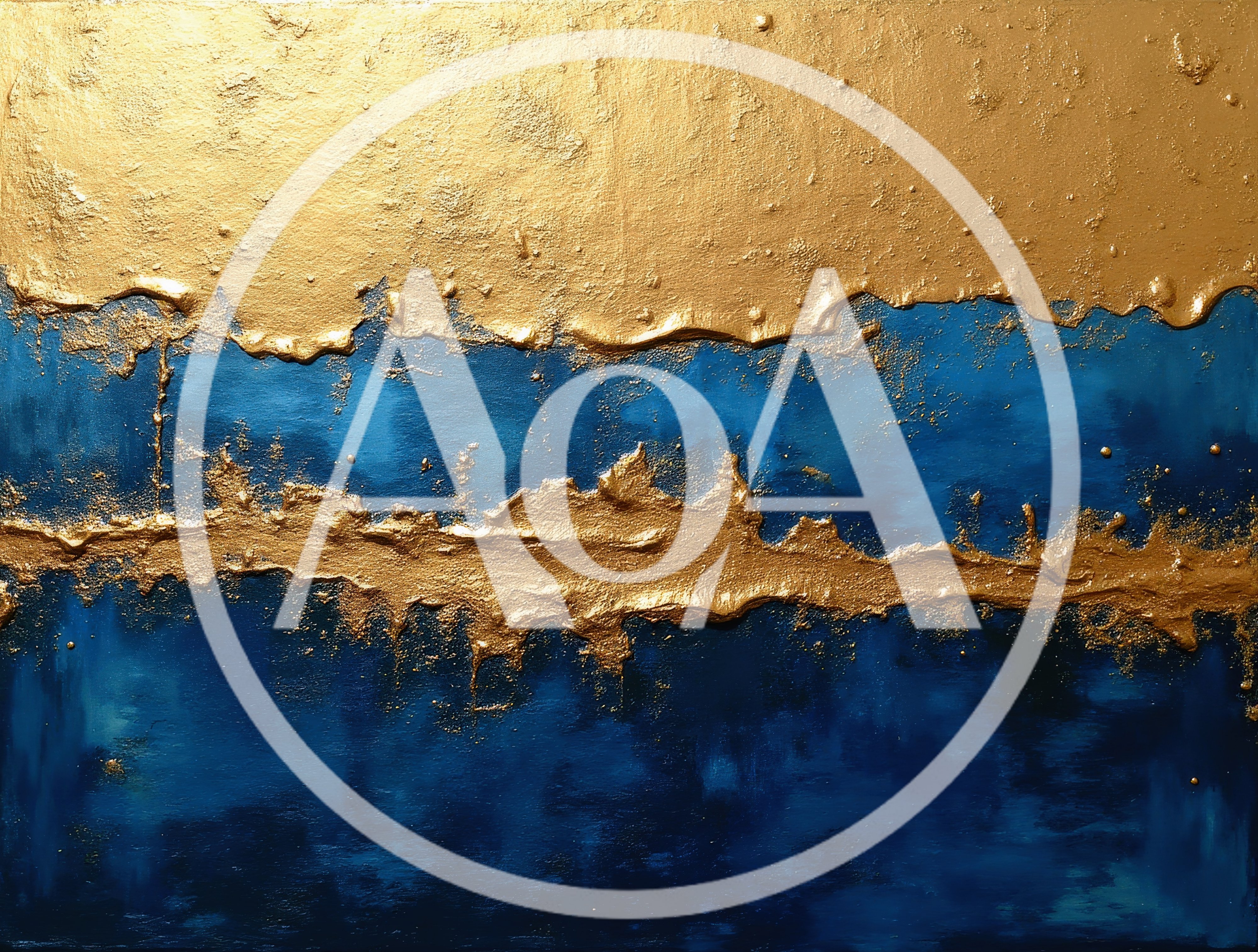 Abstract Gold And Blue Textured Oil Painting
