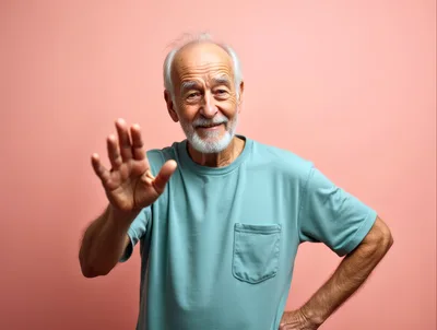 Smiling Senior Man Waving Hello