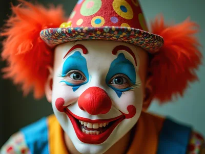 Close Up Portrait Of A Smiling Clown
