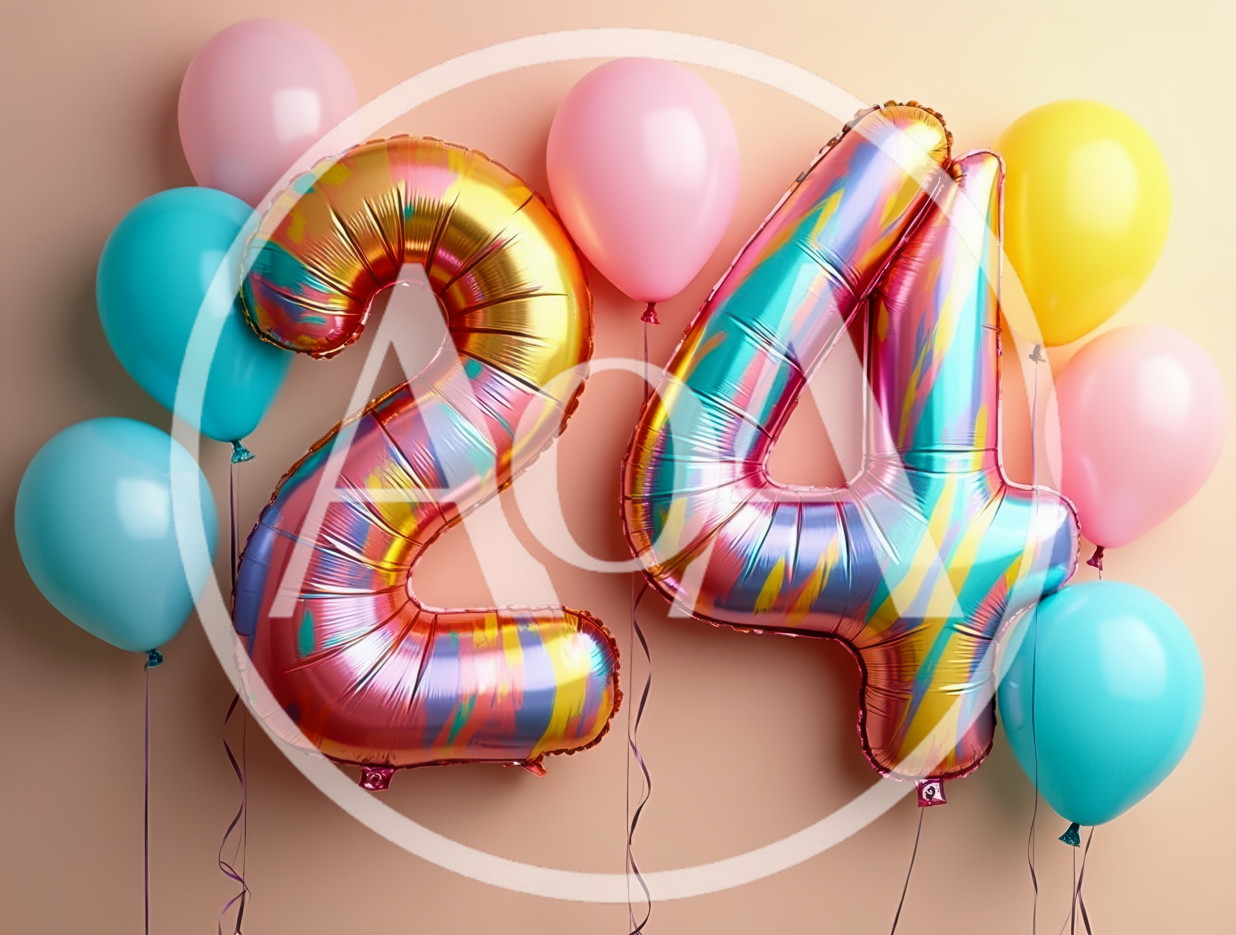 Iridescent Number Twenty Four Balloons for Birthday Celebration