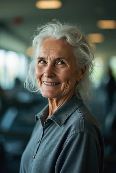 Portrait Of A Smiling Senior Woman With Silver Hair