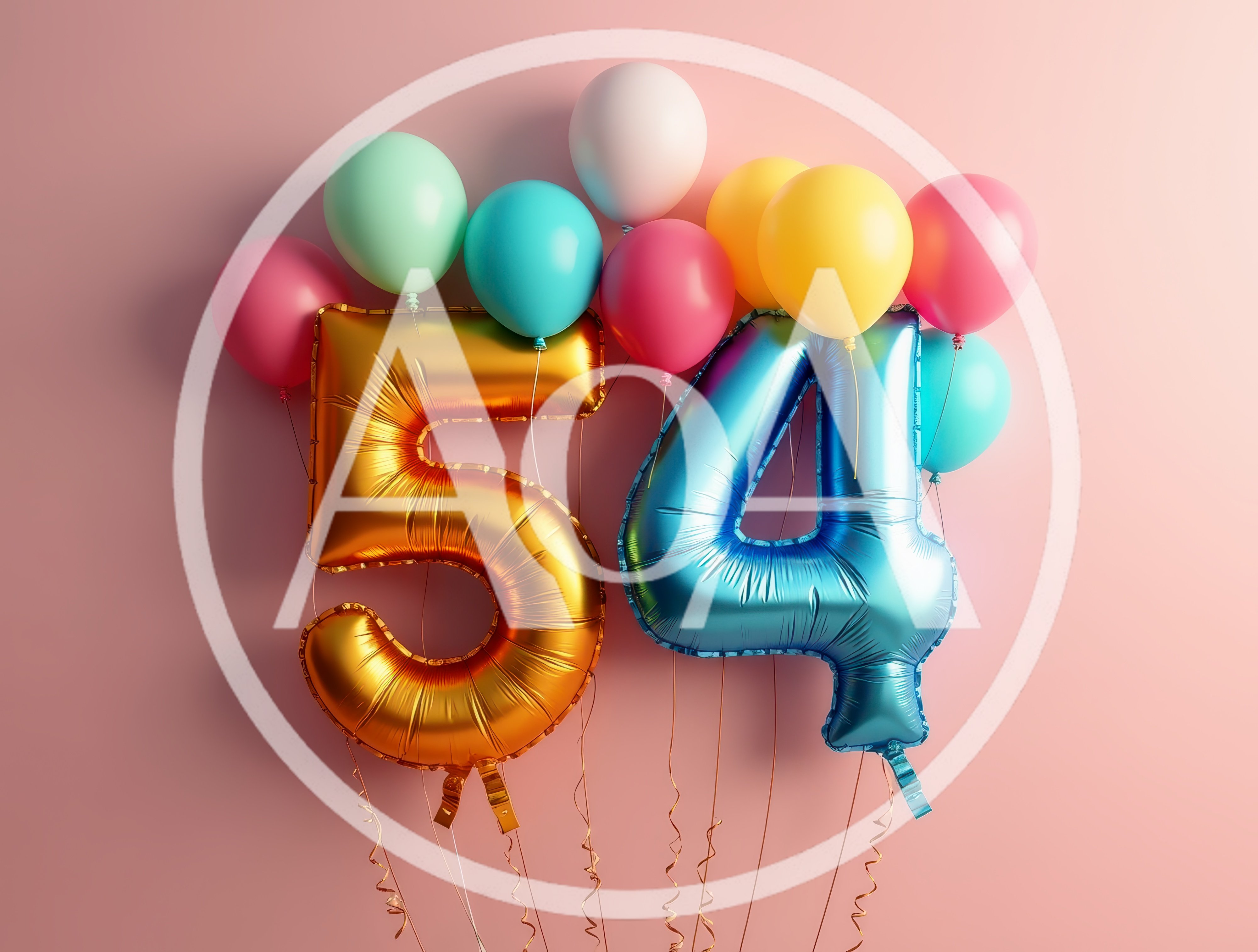 Gold and Blue Number 54 Balloons for Birthday Celebration