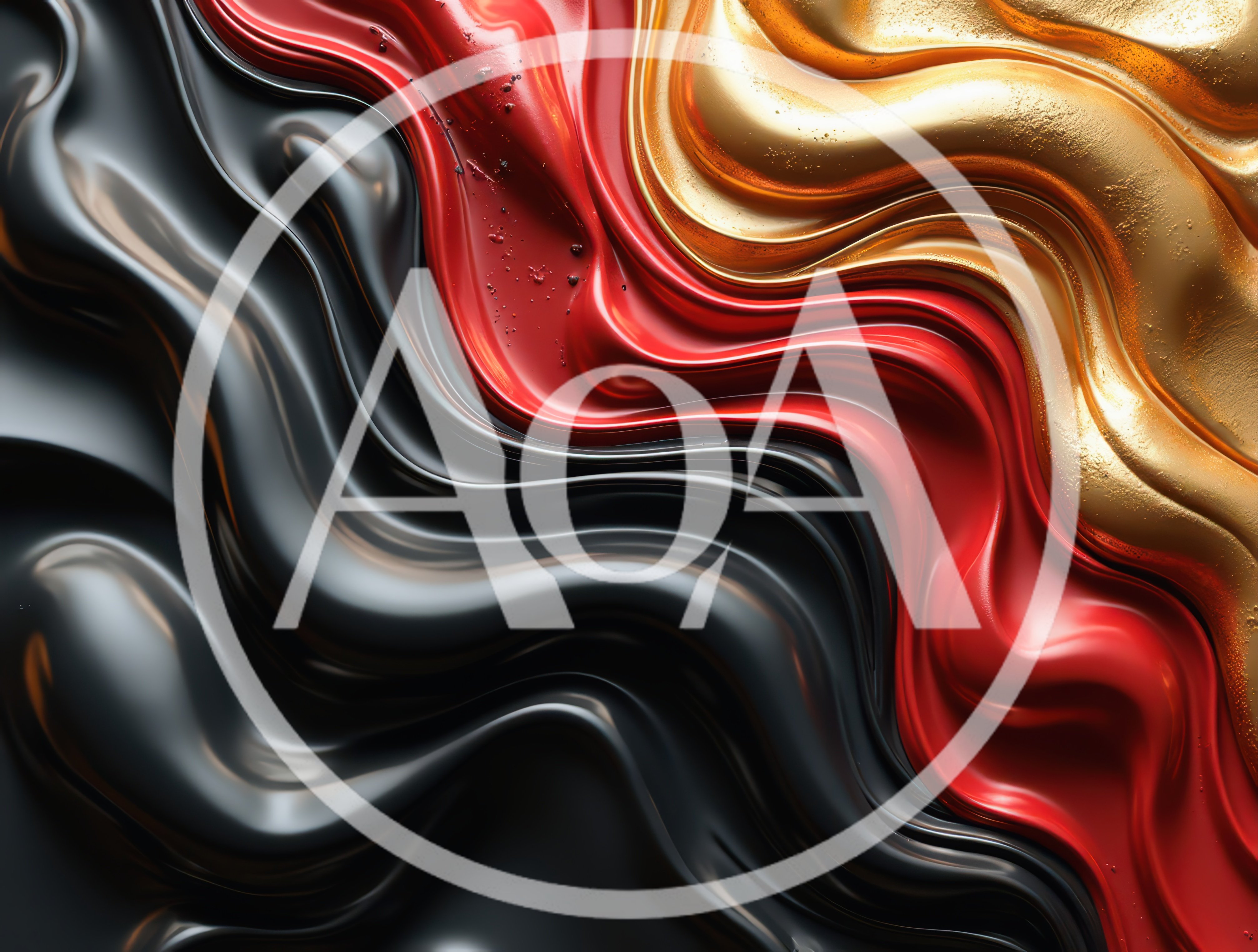 Abstract Liquid Waves In Black Red And Gold