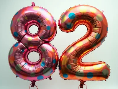 Polka Dot Number Eighty Two Foil Balloons