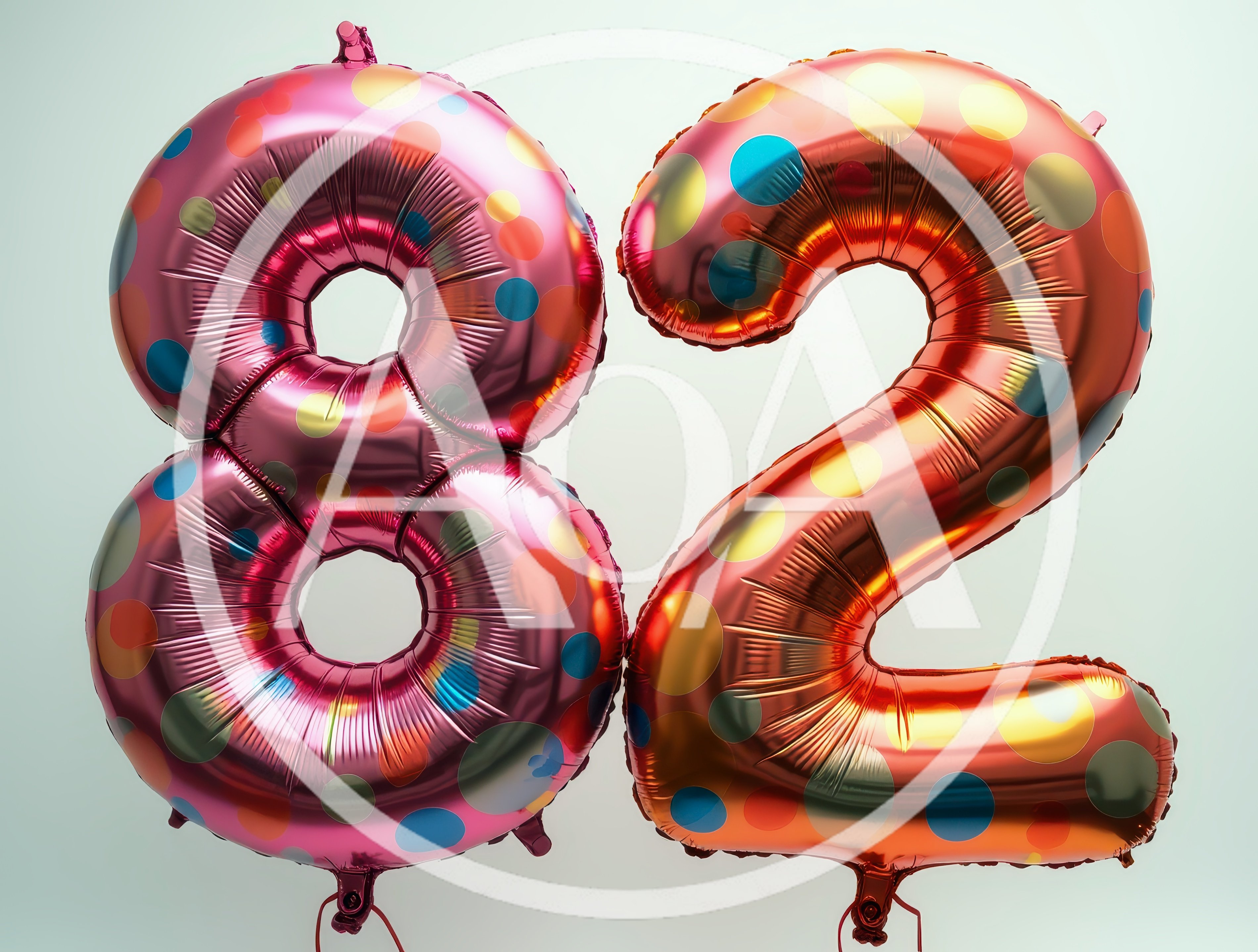 Polka Dot Number Eighty Two Foil Balloons