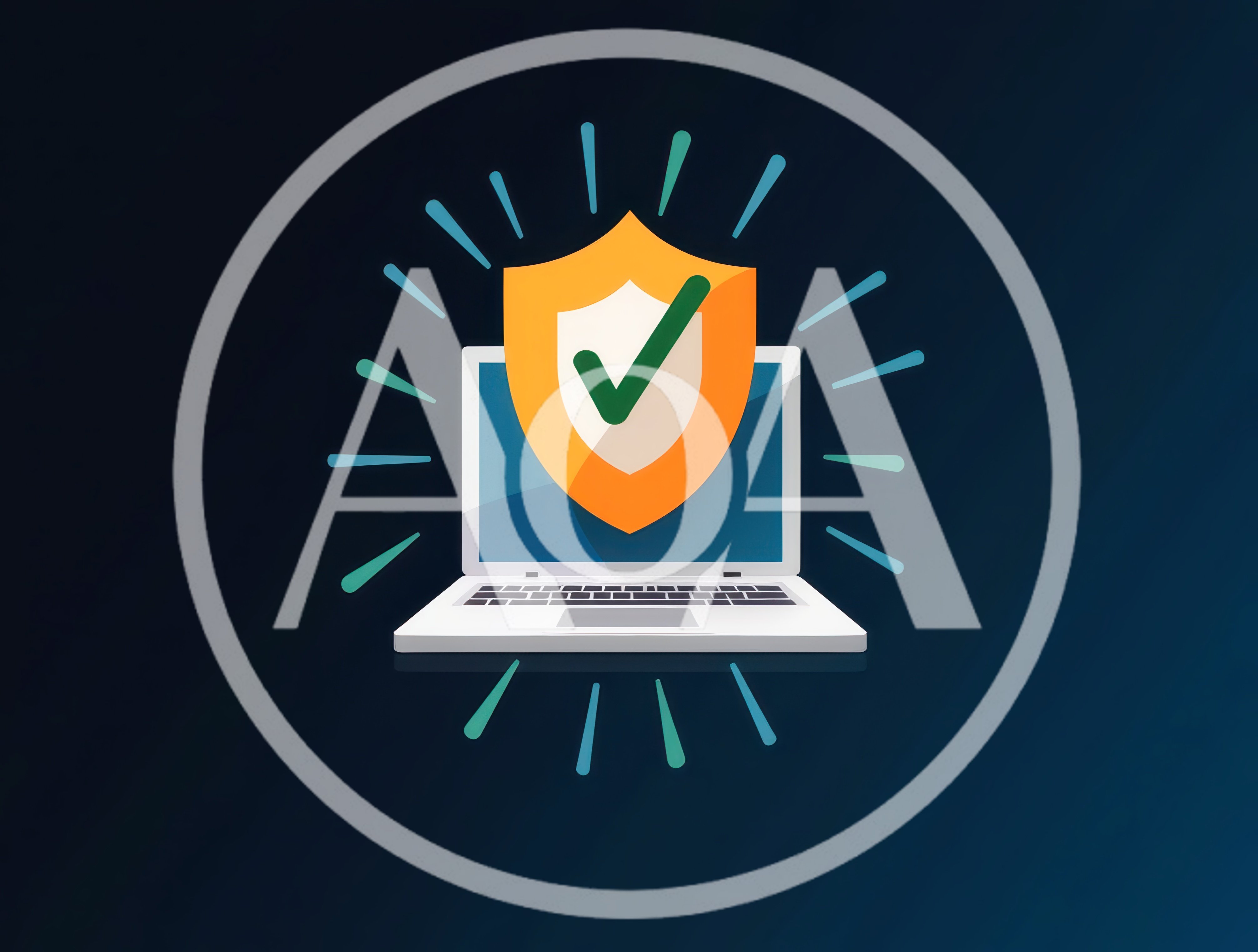 Cyber Security Shield Icon On Laptop Screen