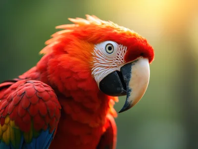 Close Up Portrait Of A Scarlet Macaw