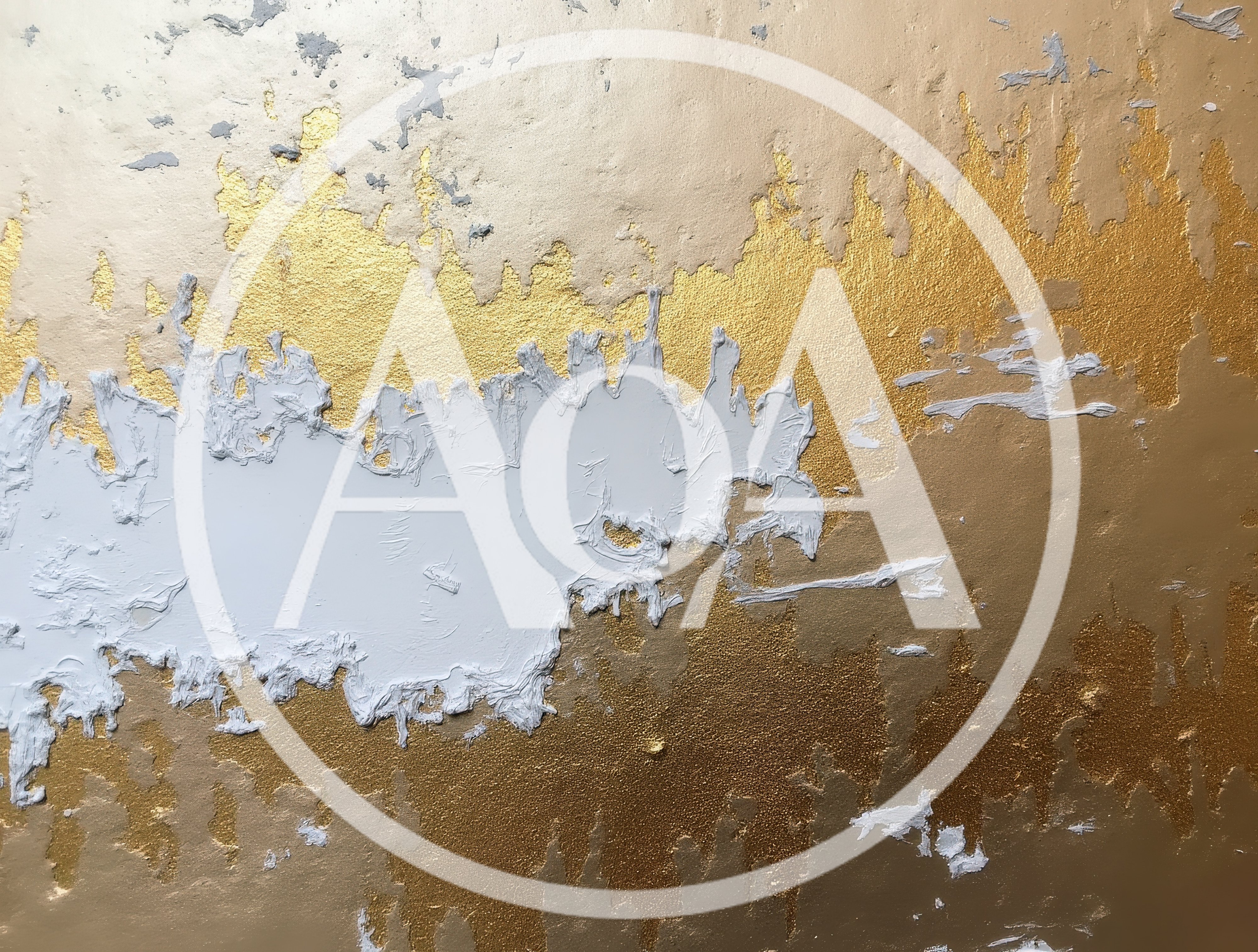 Abstract Gold And White Textured Painted Surface