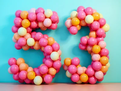 Number Fifty Three Made Of Colorful Balloons