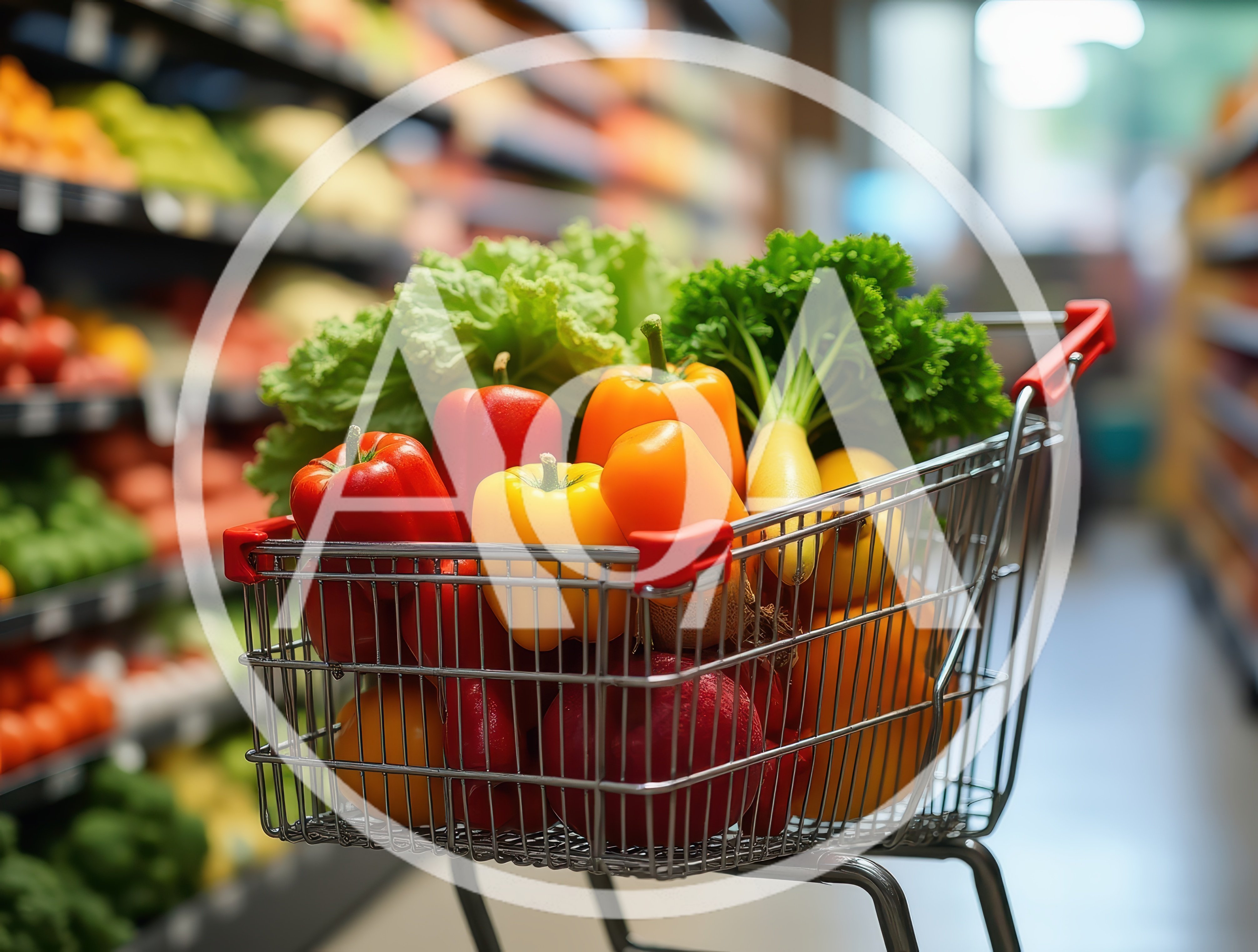 Shopping Cart Filled With Fresh Vegetables