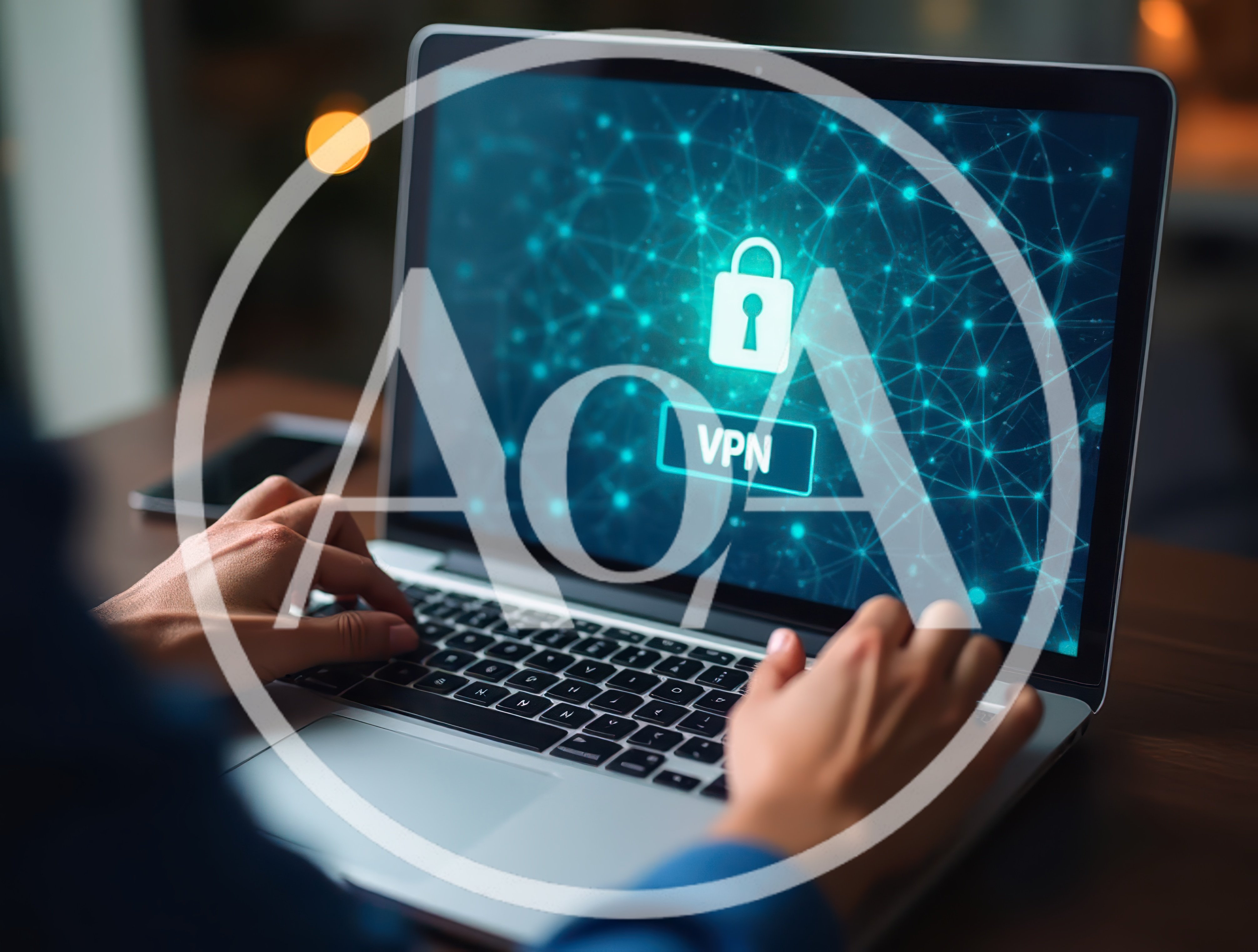 Person Using Laptop With VPN Security Software Interface