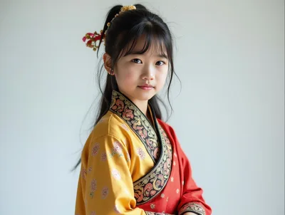 Young Girl Wearing Traditional East Asian Inspired Clothing