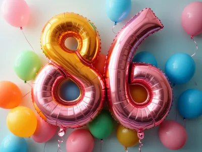 Gold and Pink Number 86 Balloons