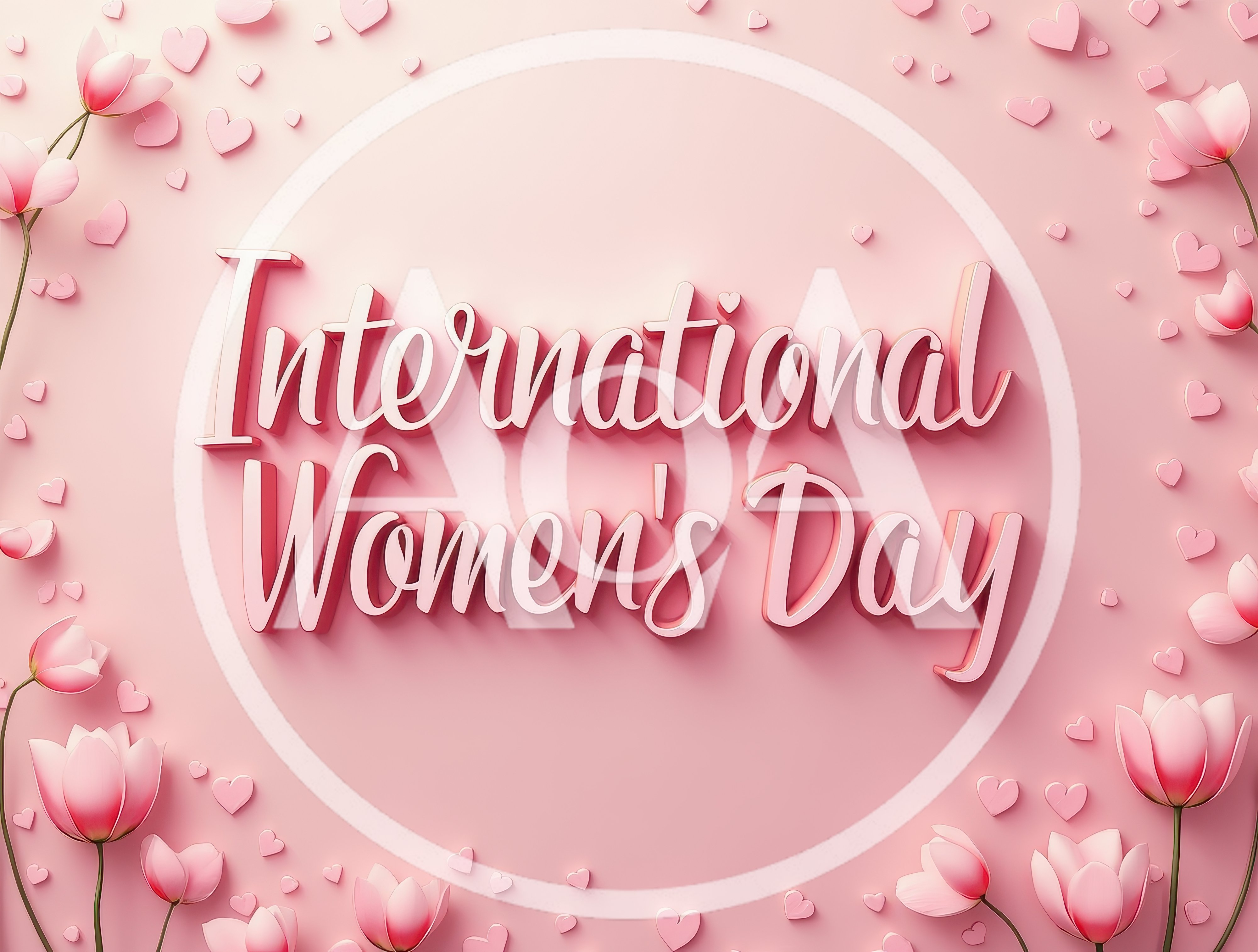 International Women's Day Greeting Card With Pink Tulips