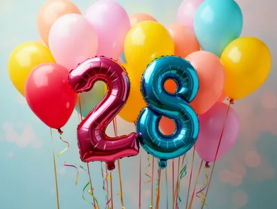 Number 28 Foil Balloons for Birthday Celebration
