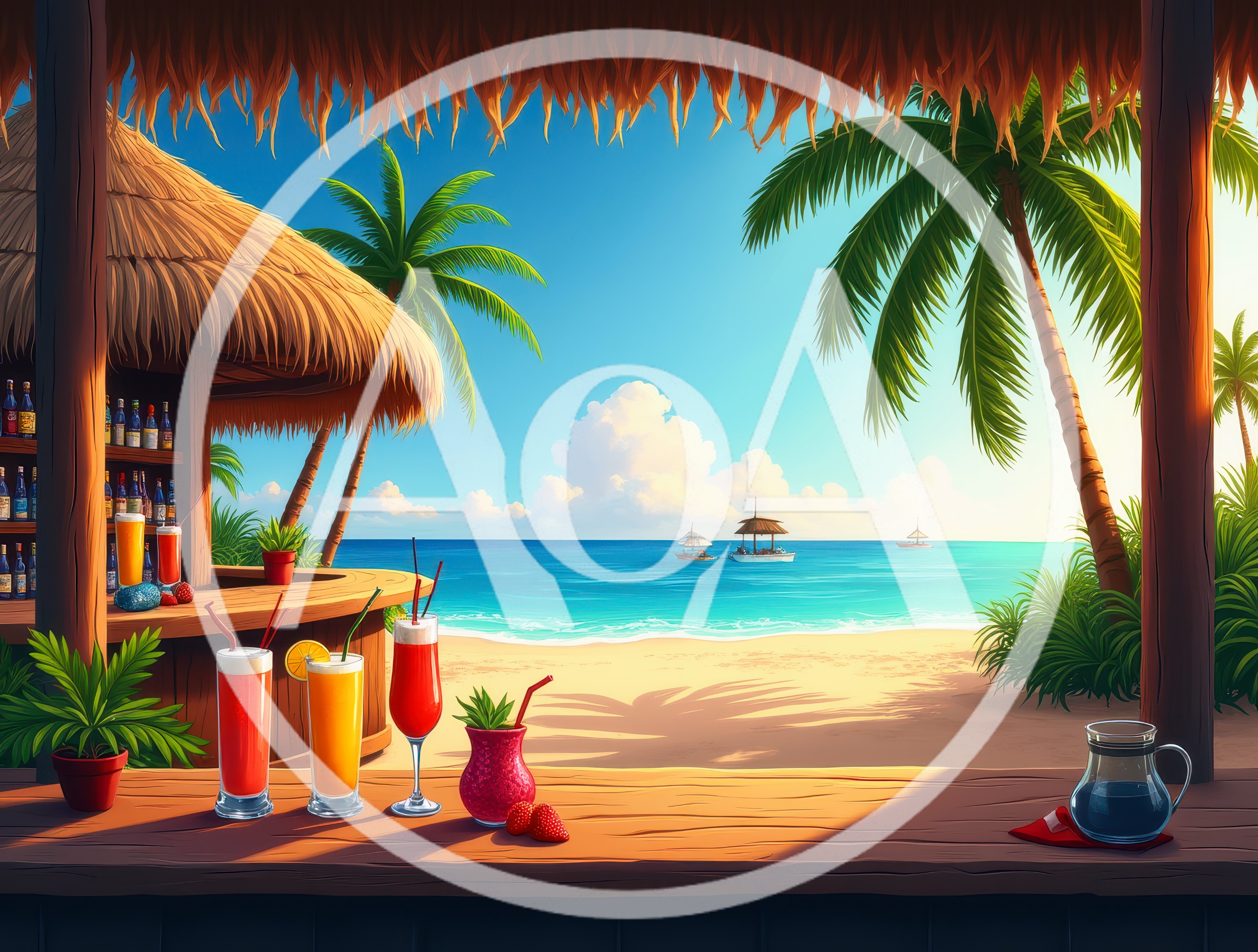 Tropical Beach Bar With Refreshing Cocktails