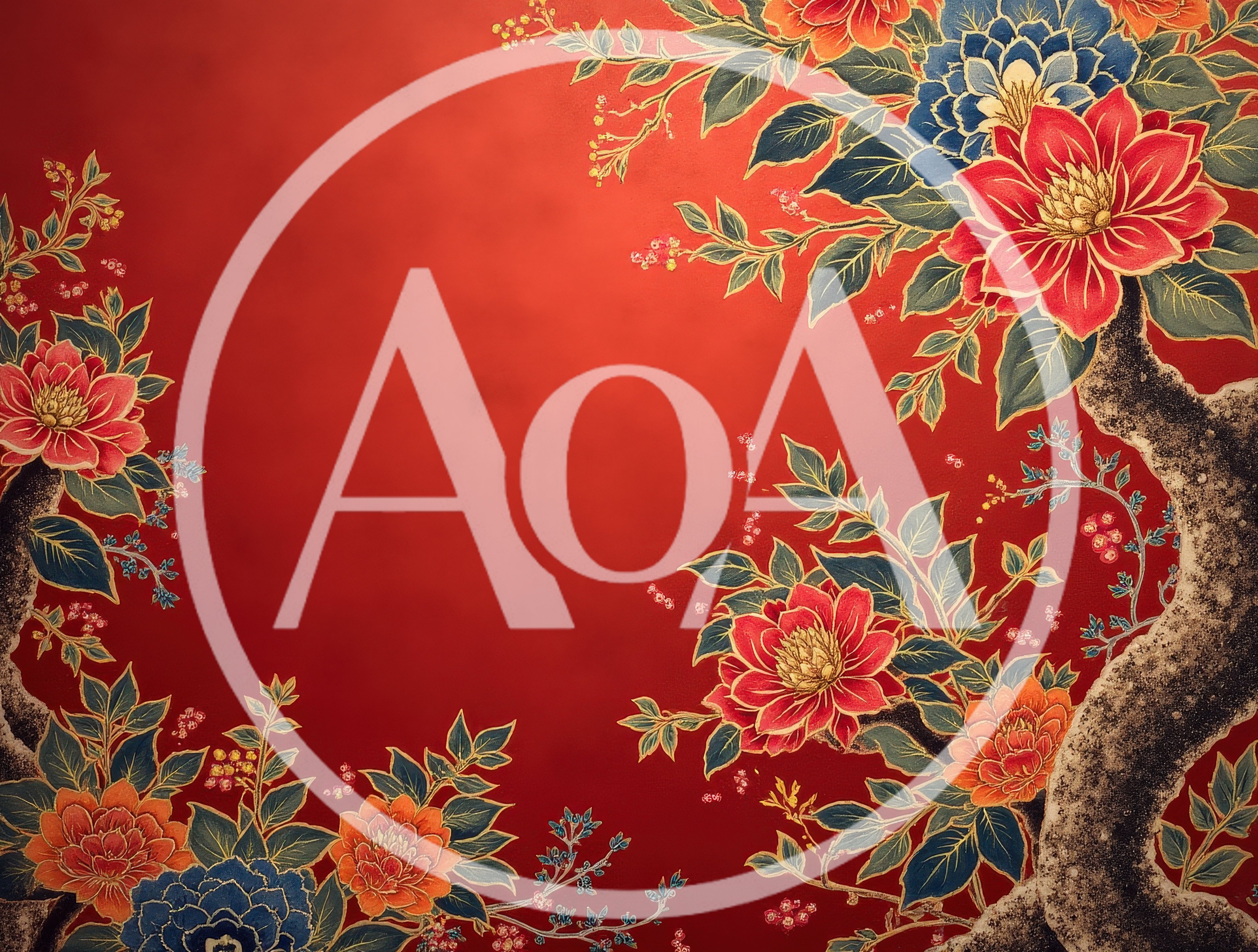 Traditional Chinese Floral Pattern On Red Background