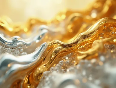 Abstract Liquid Gold And Silver Flowing Texture