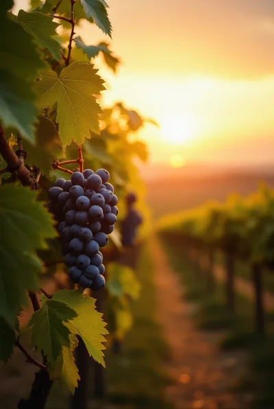 Close Up Of Ripe Grapes In A Vineyard