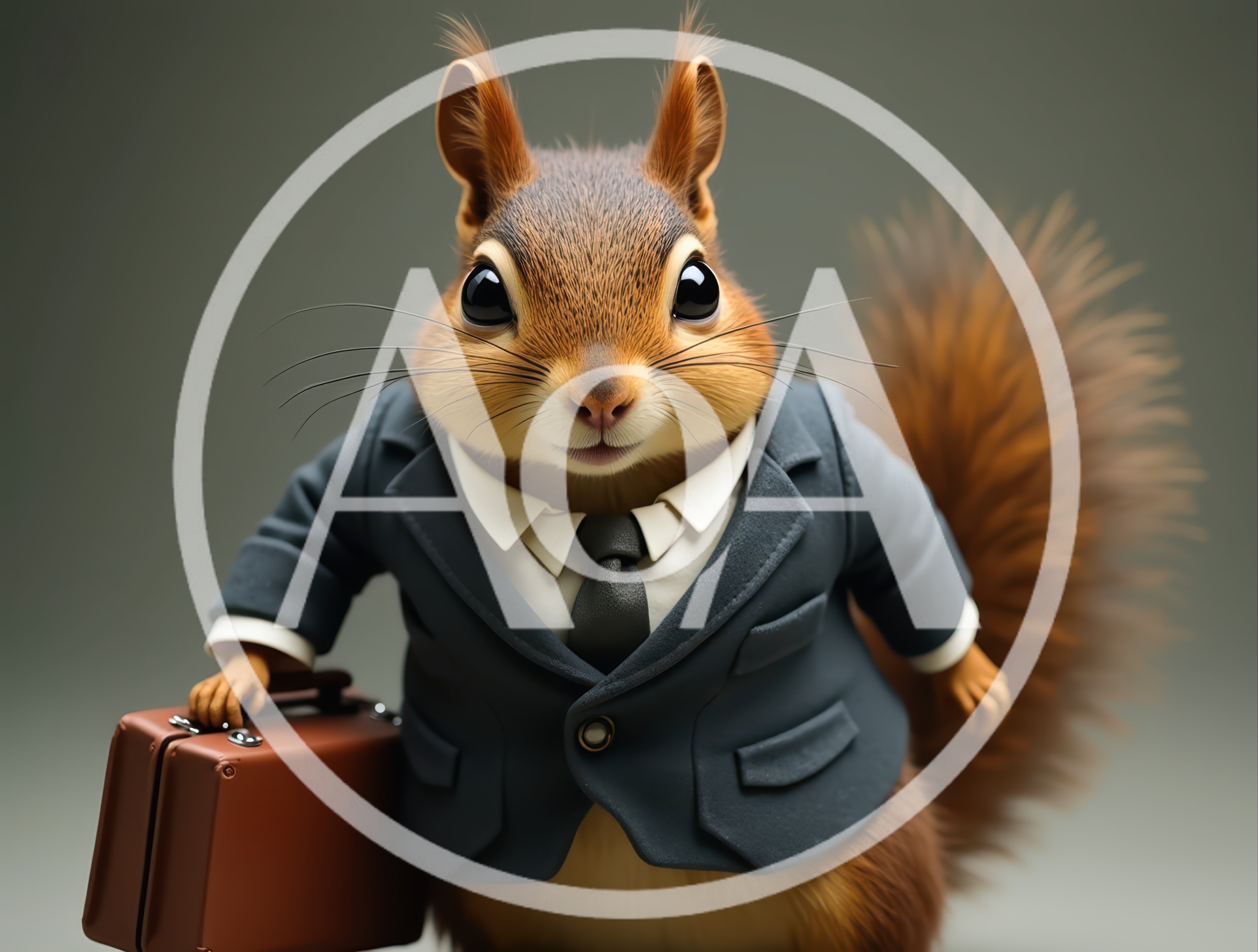 Business Squirrel Wearing A Suit Carrying A Briefcase