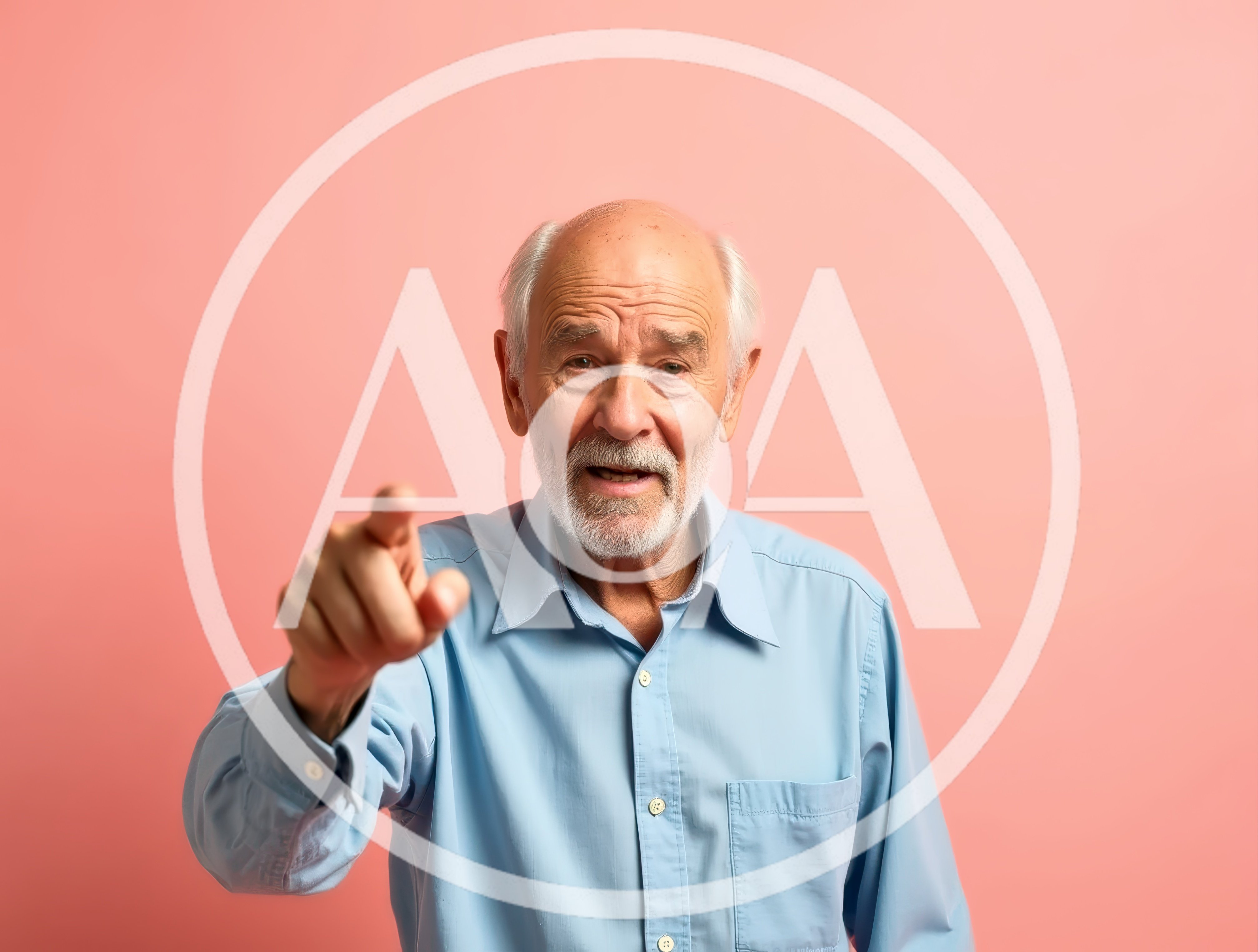 Elderly Man Pointing Directly At Camera