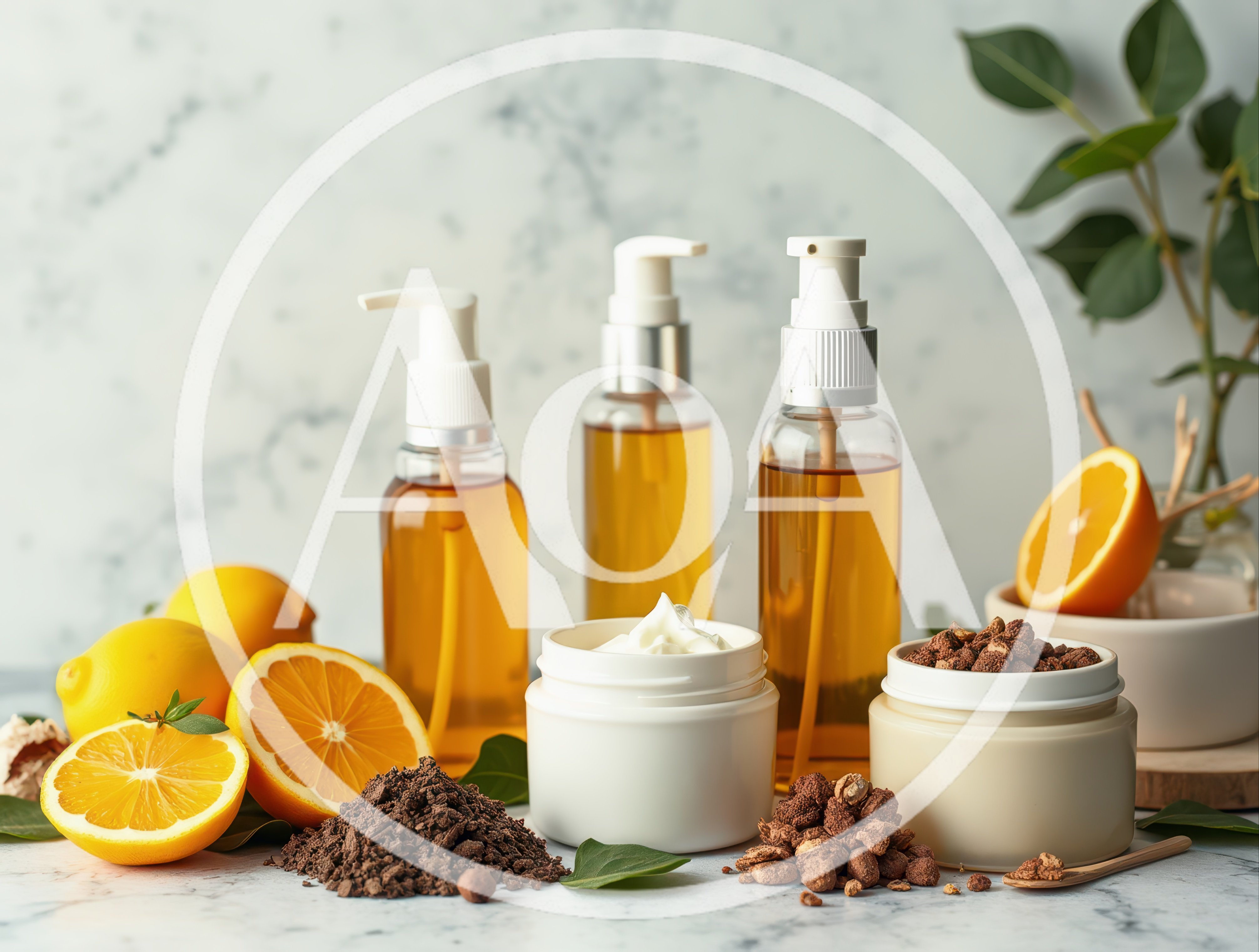 Natural Skincare Products With Citrus And Coffee Ingredients