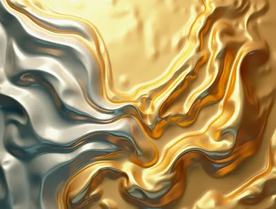 Abstract Liquid Gold and Silver Metallic Waves