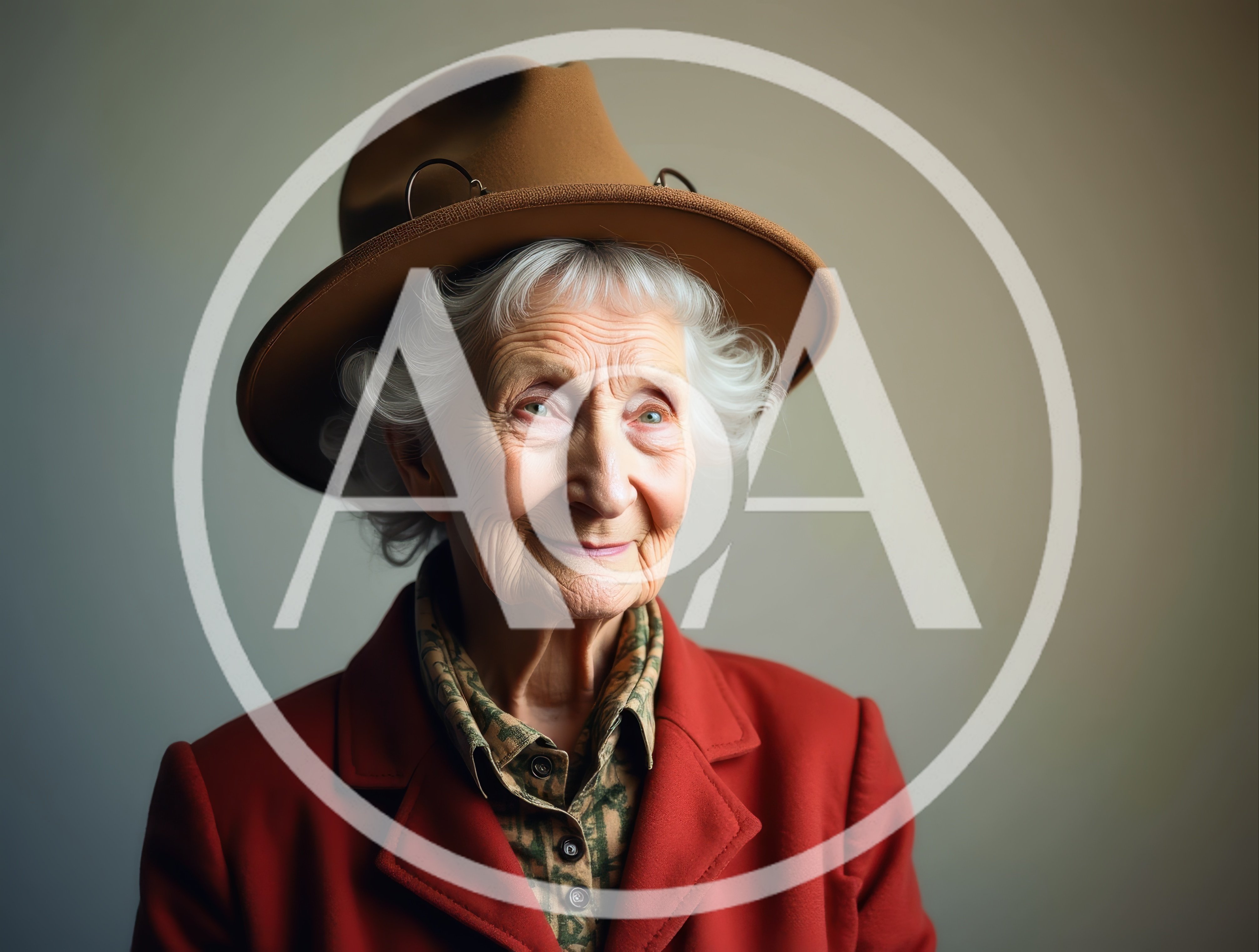 Portrait Of An Elderly Woman Wearing A Fedora