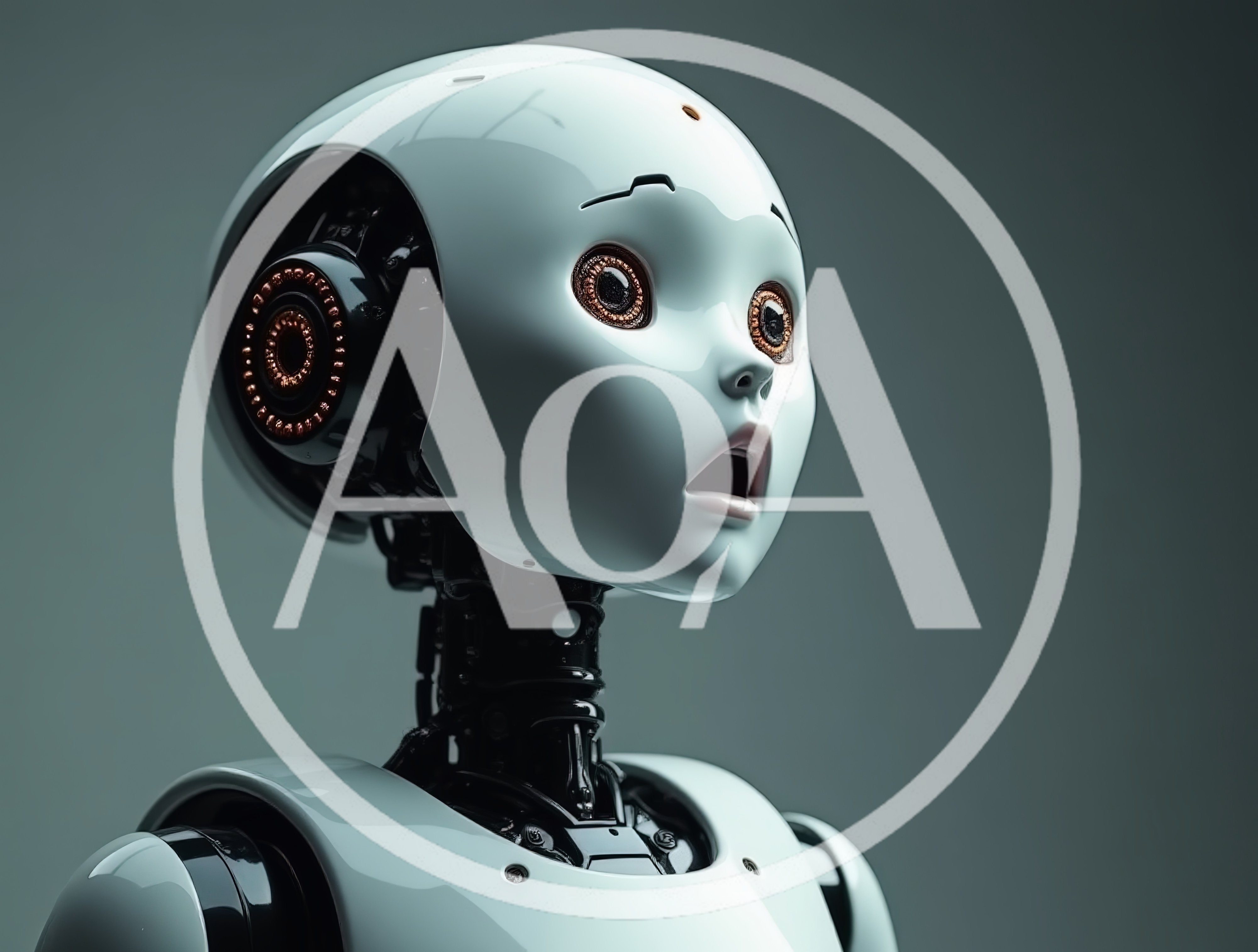 Surprised Humanoid Robot With Glowing Eyes