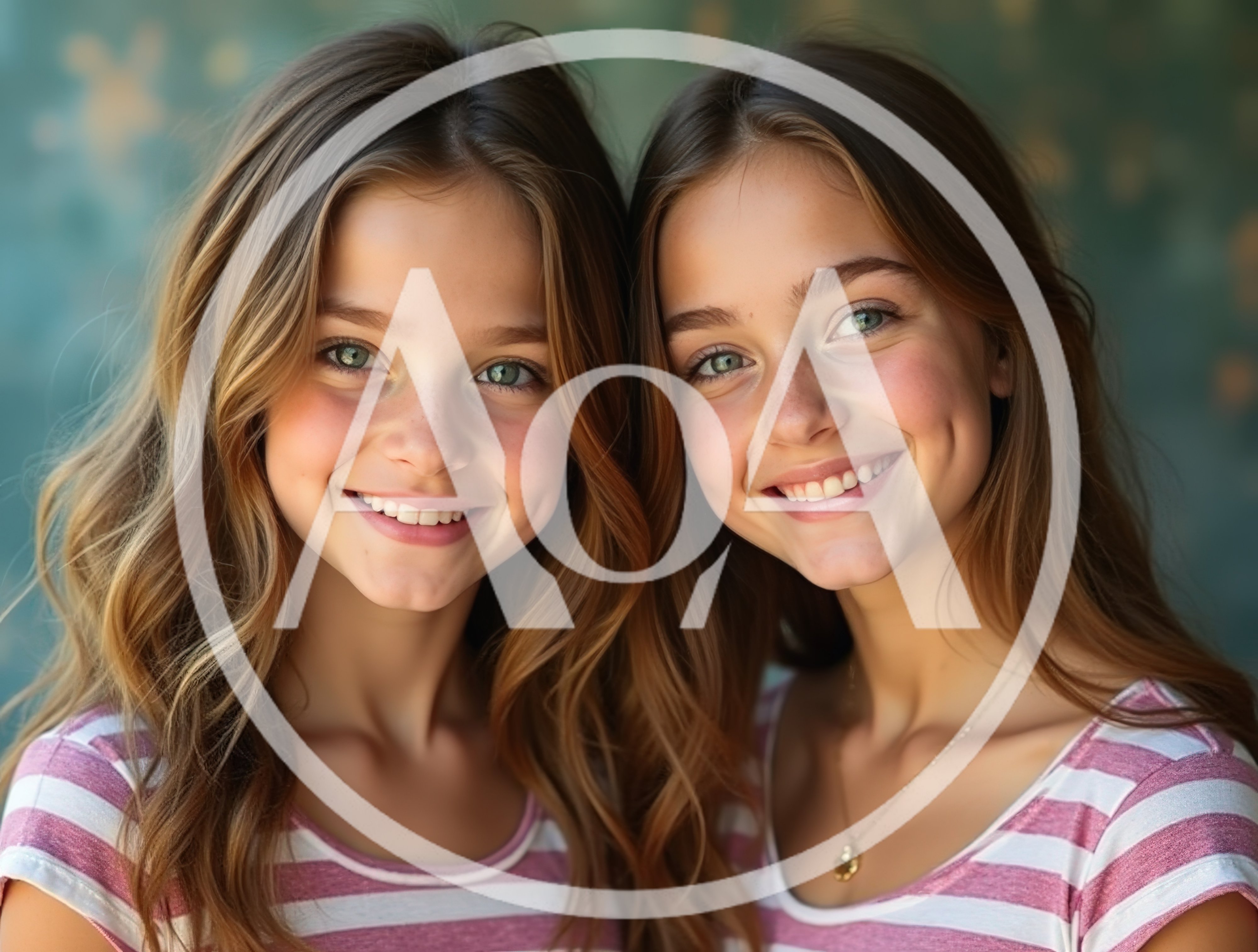 Portrait Of Two Identical Twin Sisters Smiling