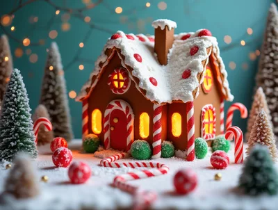 Festive Gingerbread House With Candy Decorations