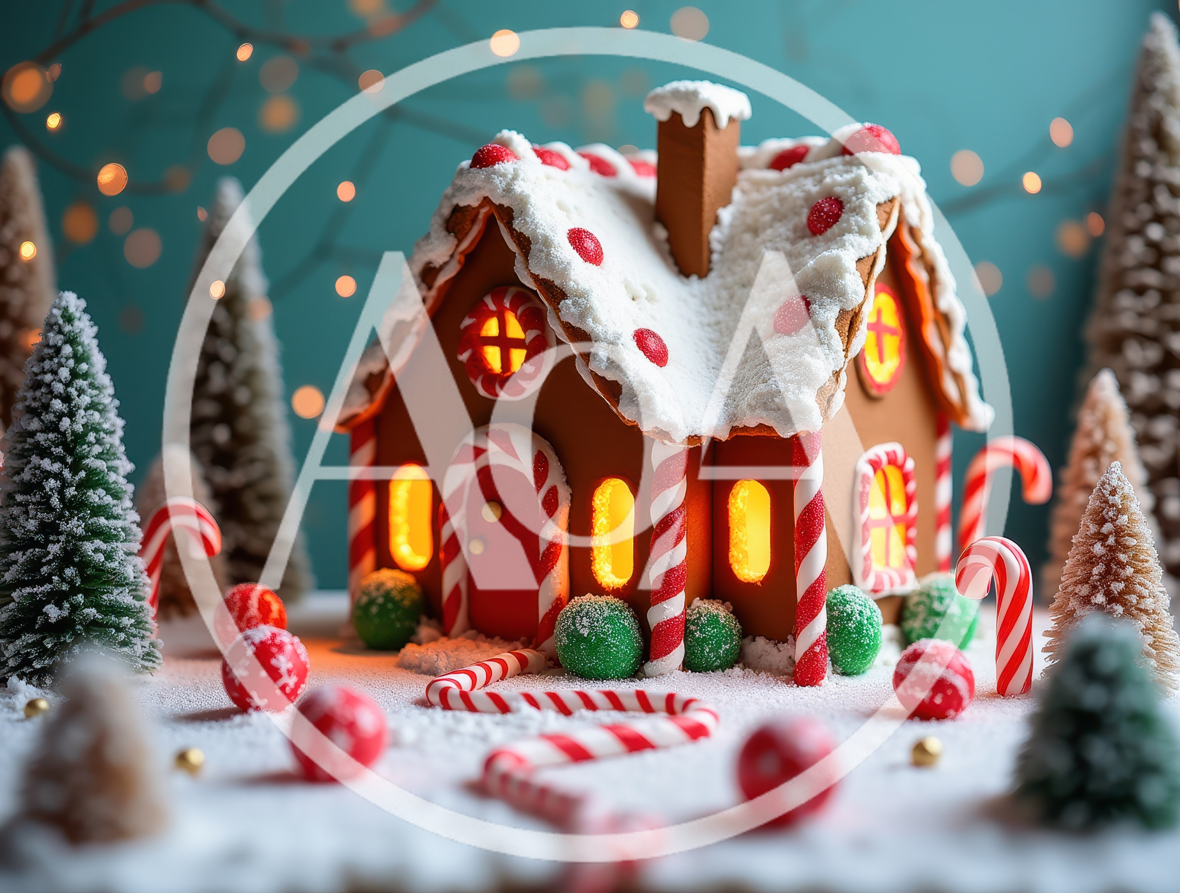 Festive Gingerbread House With Candy Decorations